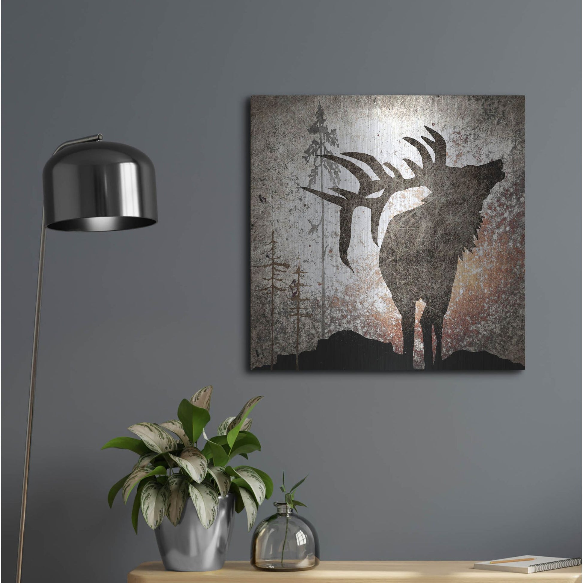 Luxe Metal Art 'Calling Elk' by Lightbox Journal, Metal Wall Art,24x24