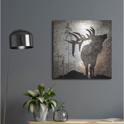 Luxe Metal Art 'Calling Elk' by Lightbox Journal, Metal Wall Art,24x24
