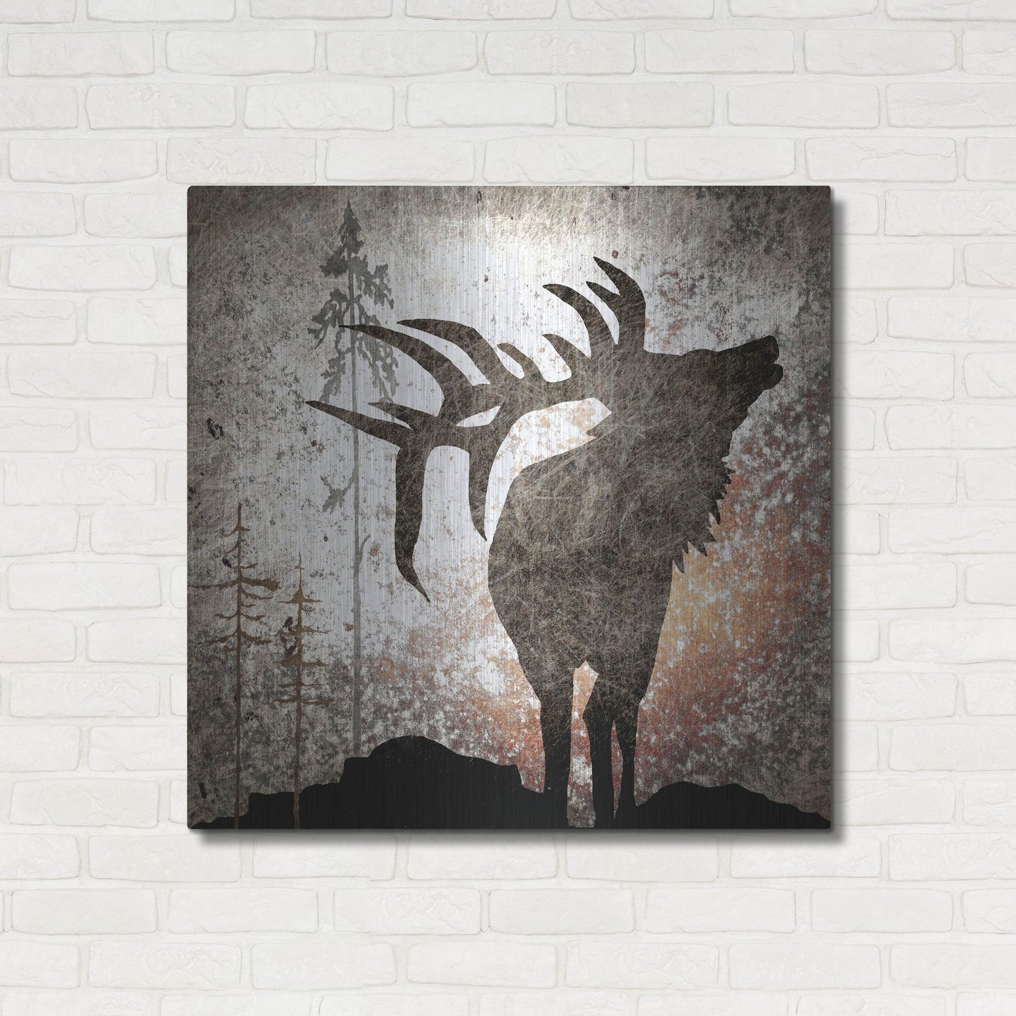 Luxe Metal Art 'Calling Elk' by Lightbox Journal, Metal Wall Art,36x36