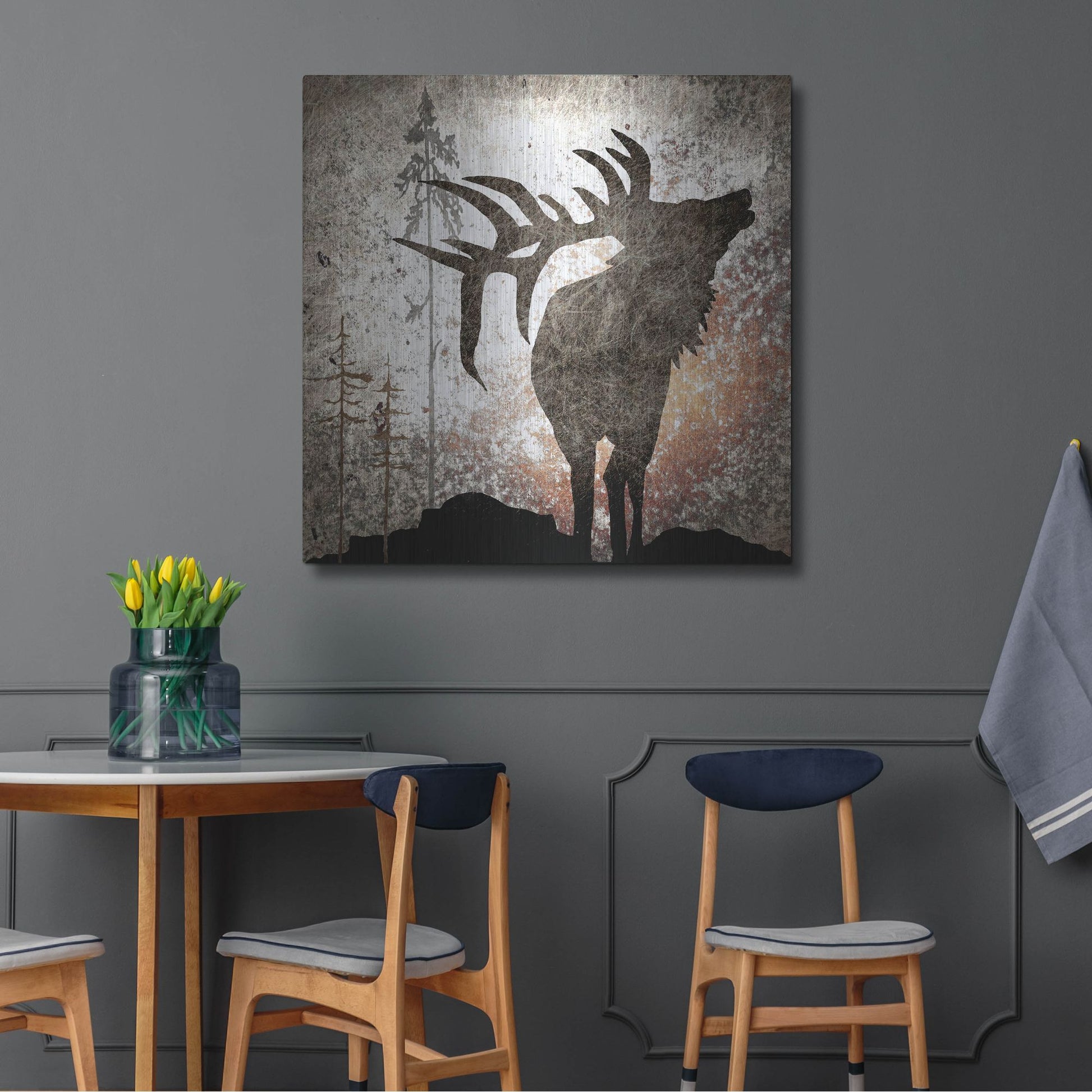 Luxe Metal Art 'Calling Elk' by Lightbox Journal, Metal Wall Art,36x36