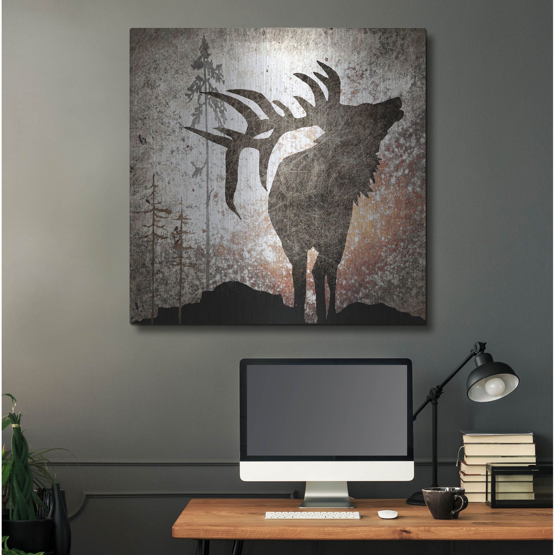 Luxe Metal Art 'Calling Elk' by Lightbox Journal, Metal Wall Art,36x36