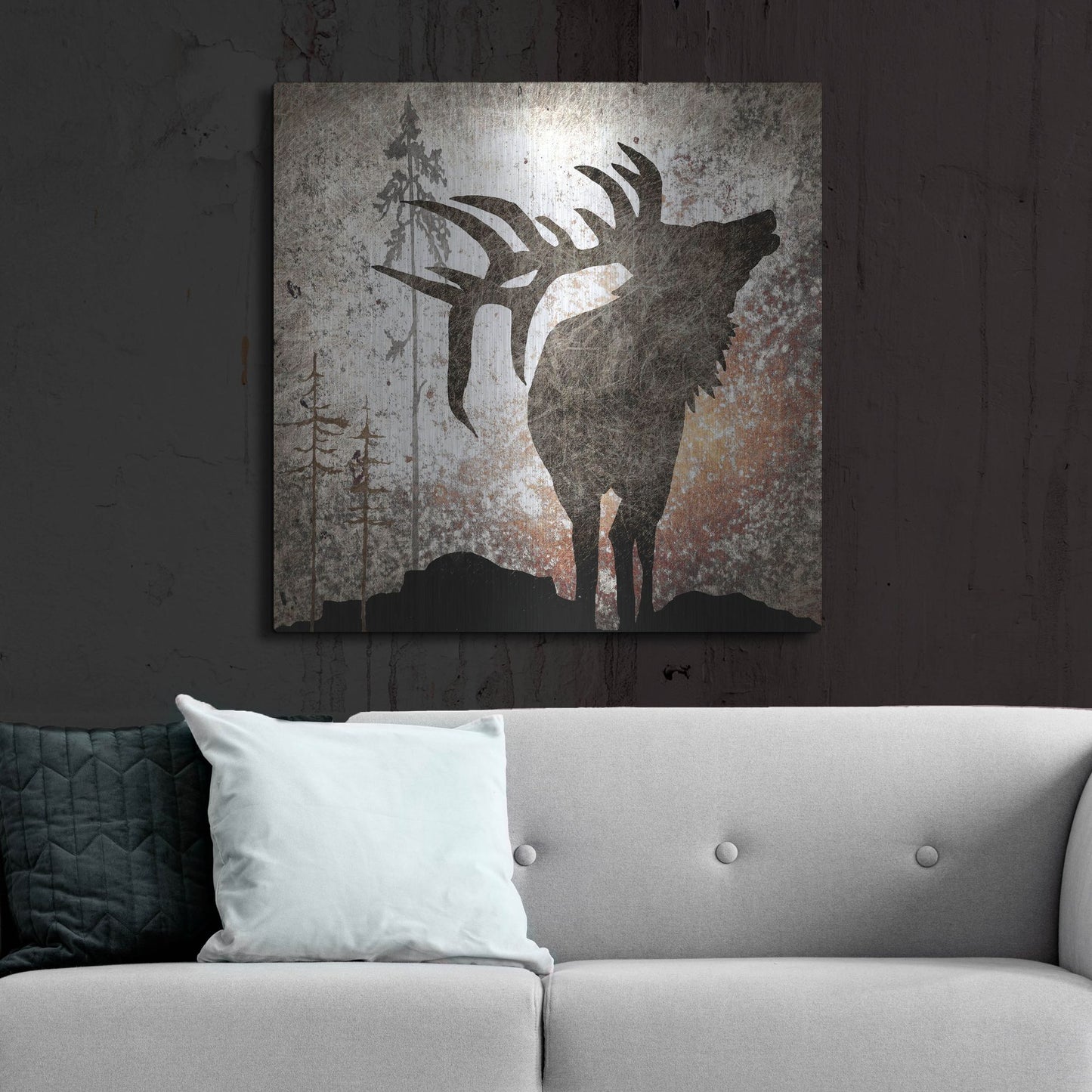 Luxe Metal Art 'Calling Elk' by Lightbox Journal, Metal Wall Art,36x36