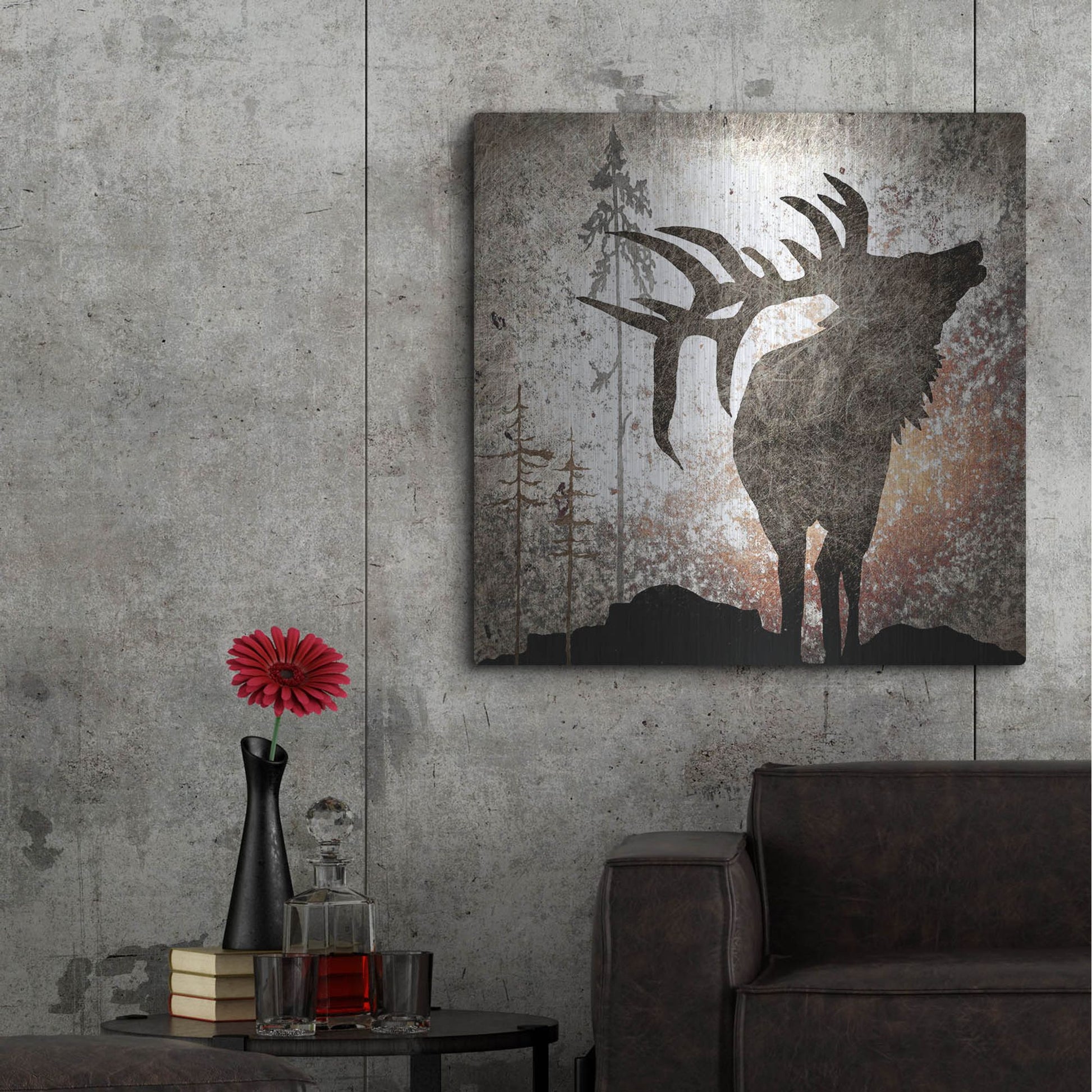Luxe Metal Art 'Calling Elk' by Lightbox Journal, Metal Wall Art,36x36