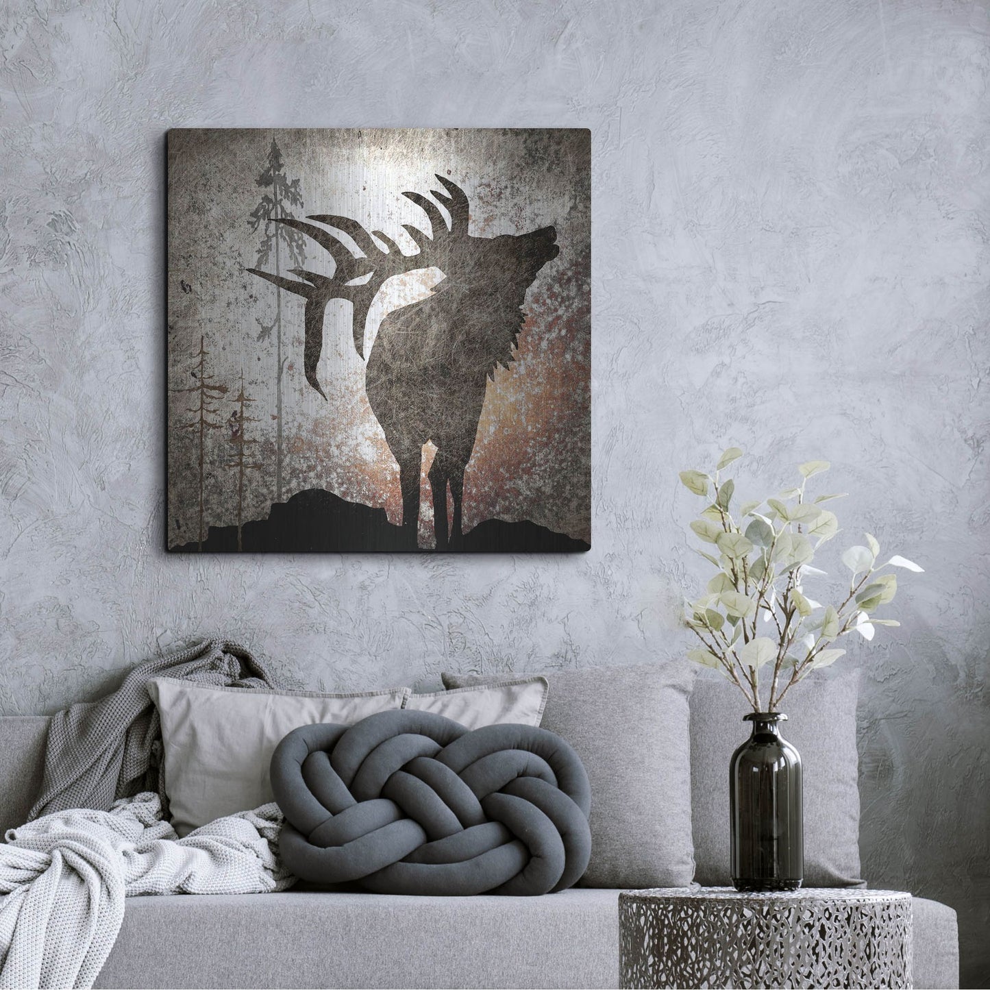 Luxe Metal Art 'Calling Elk' by Lightbox Journal, Metal Wall Art,36x36