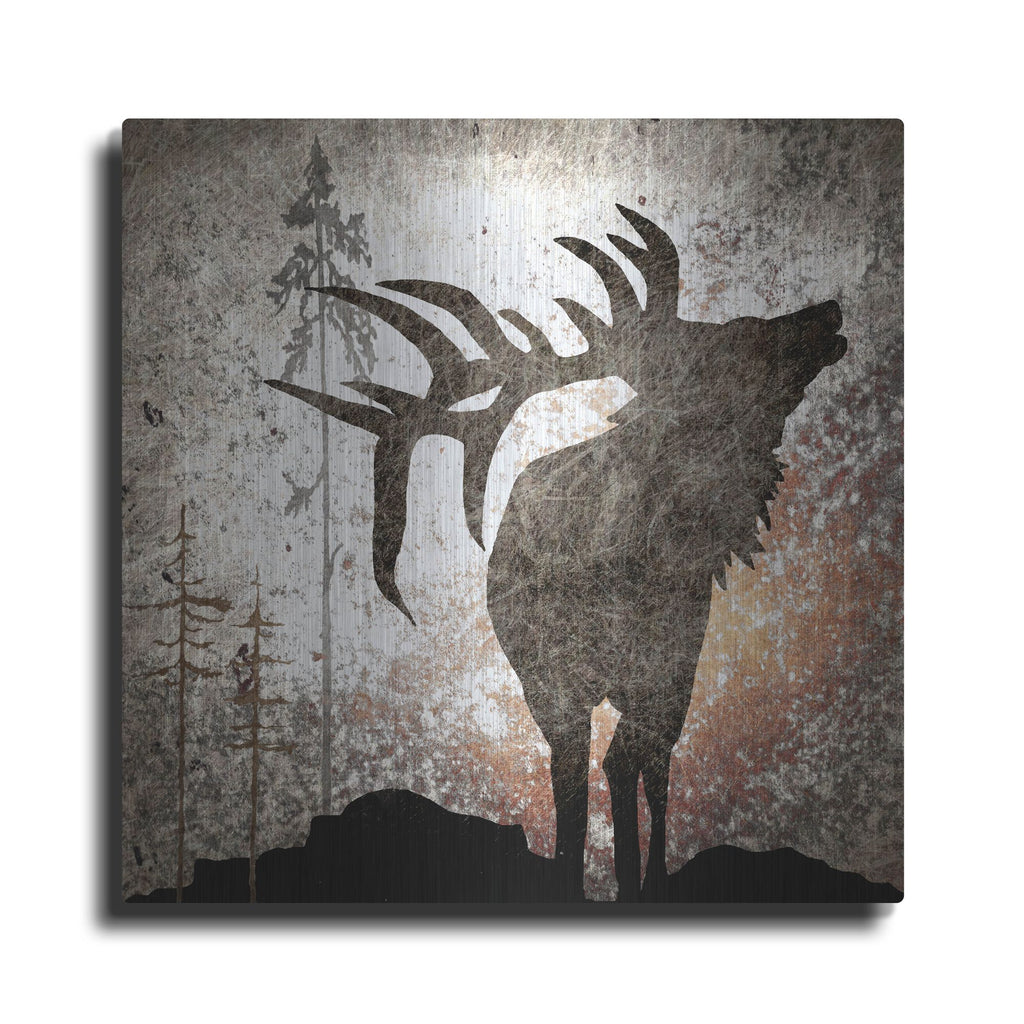 Luxe Metal Art 'Calling Elk' by Lightbox Journal, Metal Wall Art