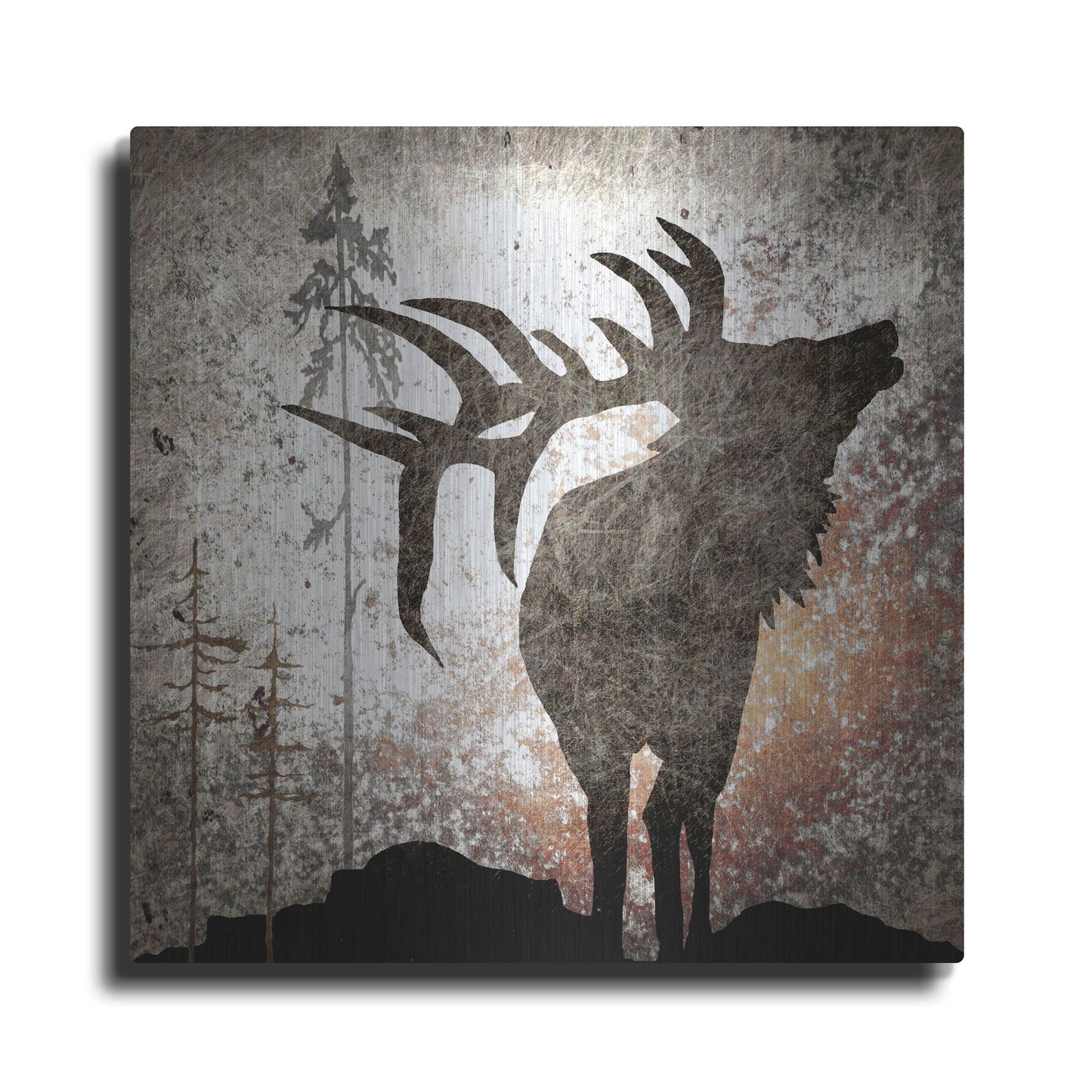 Luxe Metal Art 'Calling Elk' by Lightbox Journal, Metal Wall Art