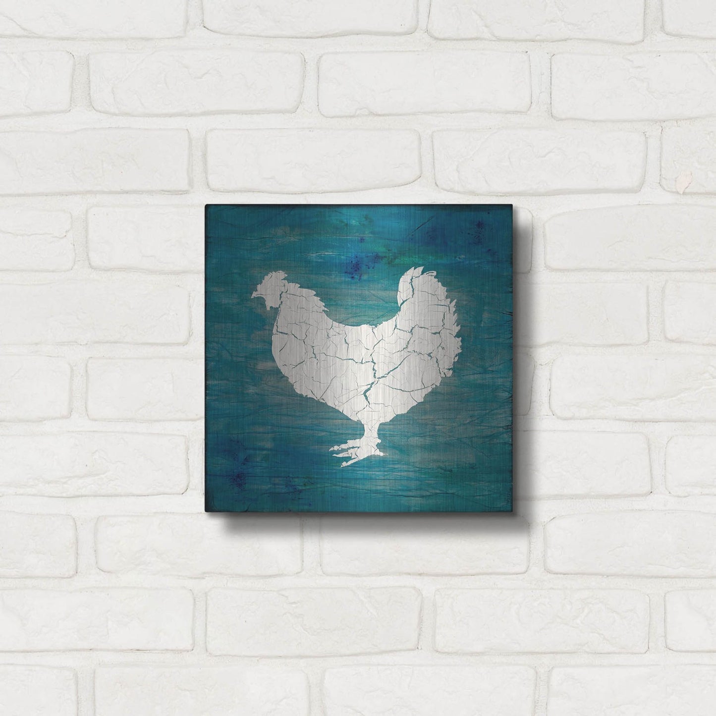 Luxe Metal Art 'Farm Chicken' by Lightbox Journal, Metal Wall Art,12x12