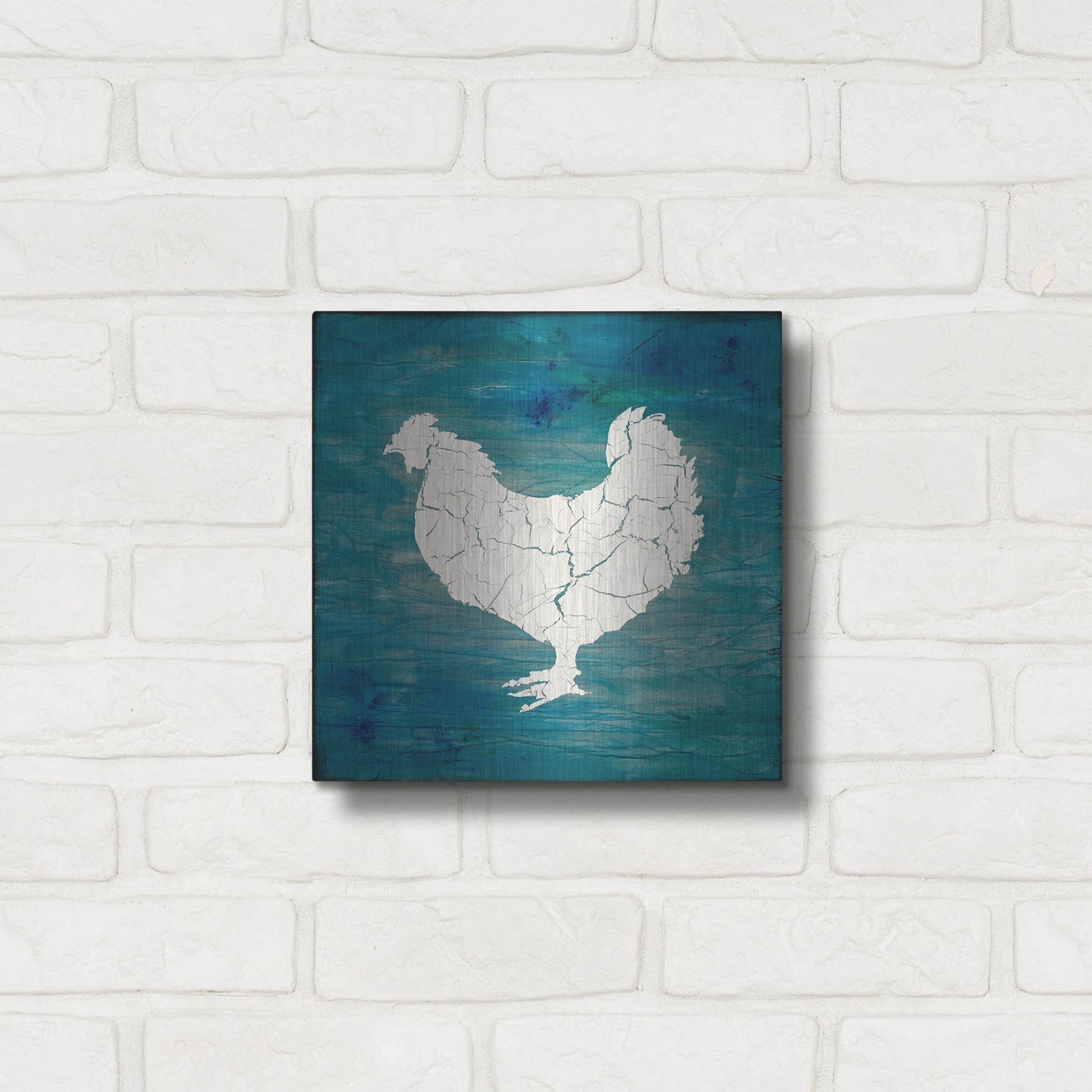 Luxe Metal Art 'Farm Chicken' by Lightbox Journal, Metal Wall Art,12x12