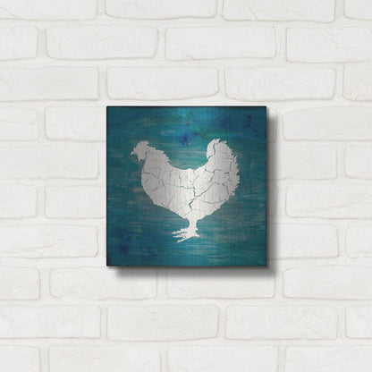Luxe Metal Art 'Farm Chicken' by Lightbox Journal, Metal Wall Art,12x12
