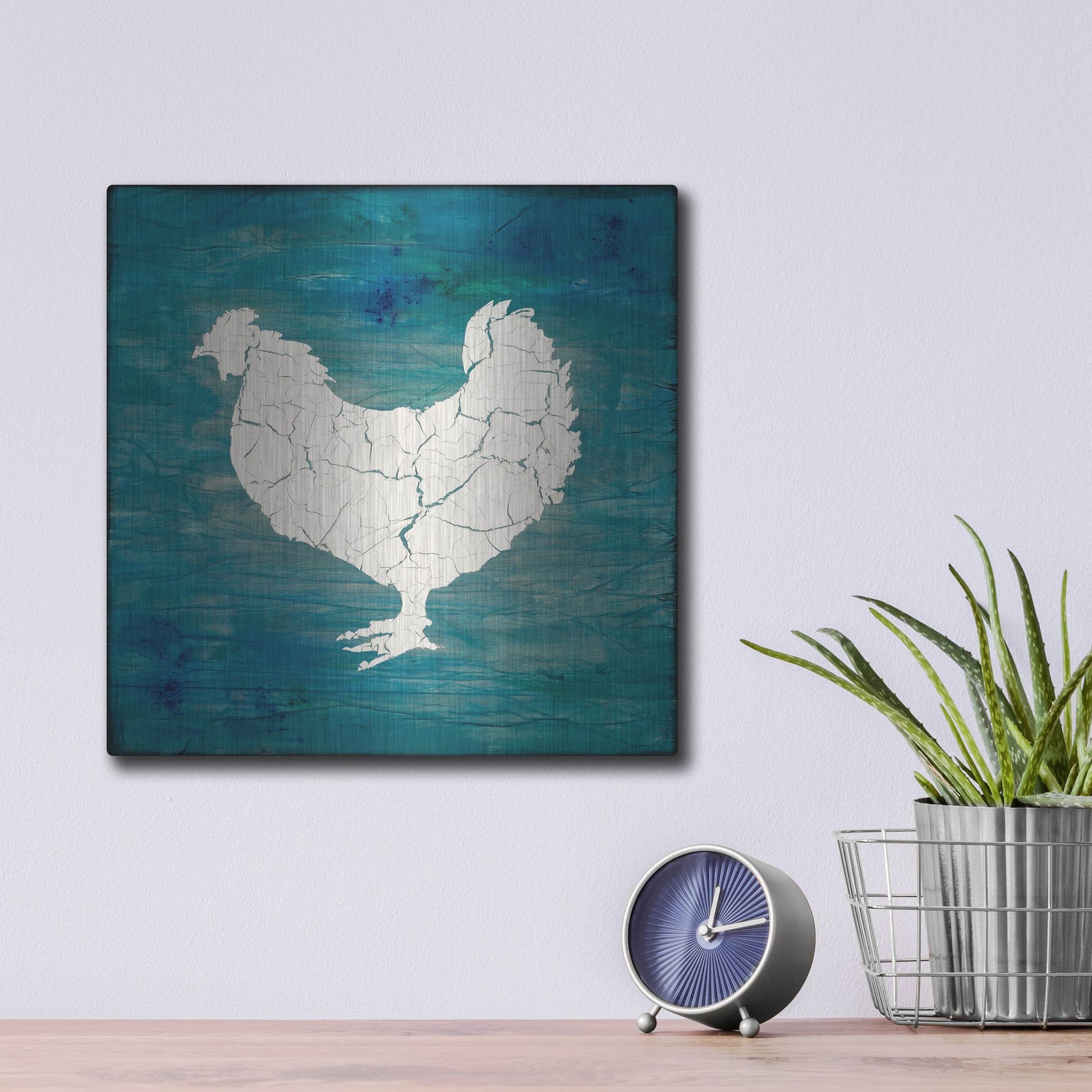 Luxe Metal Art 'Farm Chicken' by Lightbox Journal, Metal Wall Art,12x12