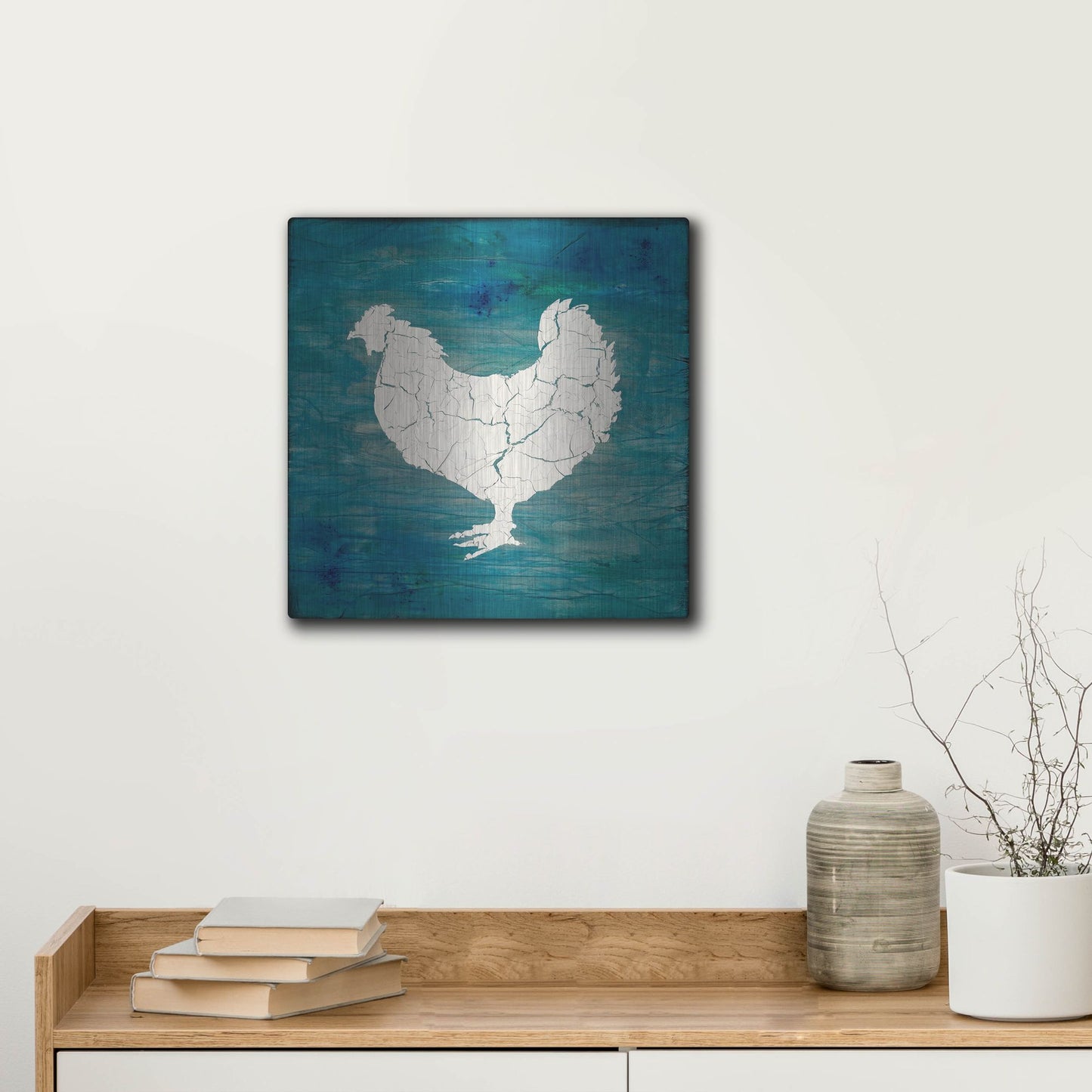 Luxe Metal Art 'Farm Chicken' by Lightbox Journal, Metal Wall Art,12x12