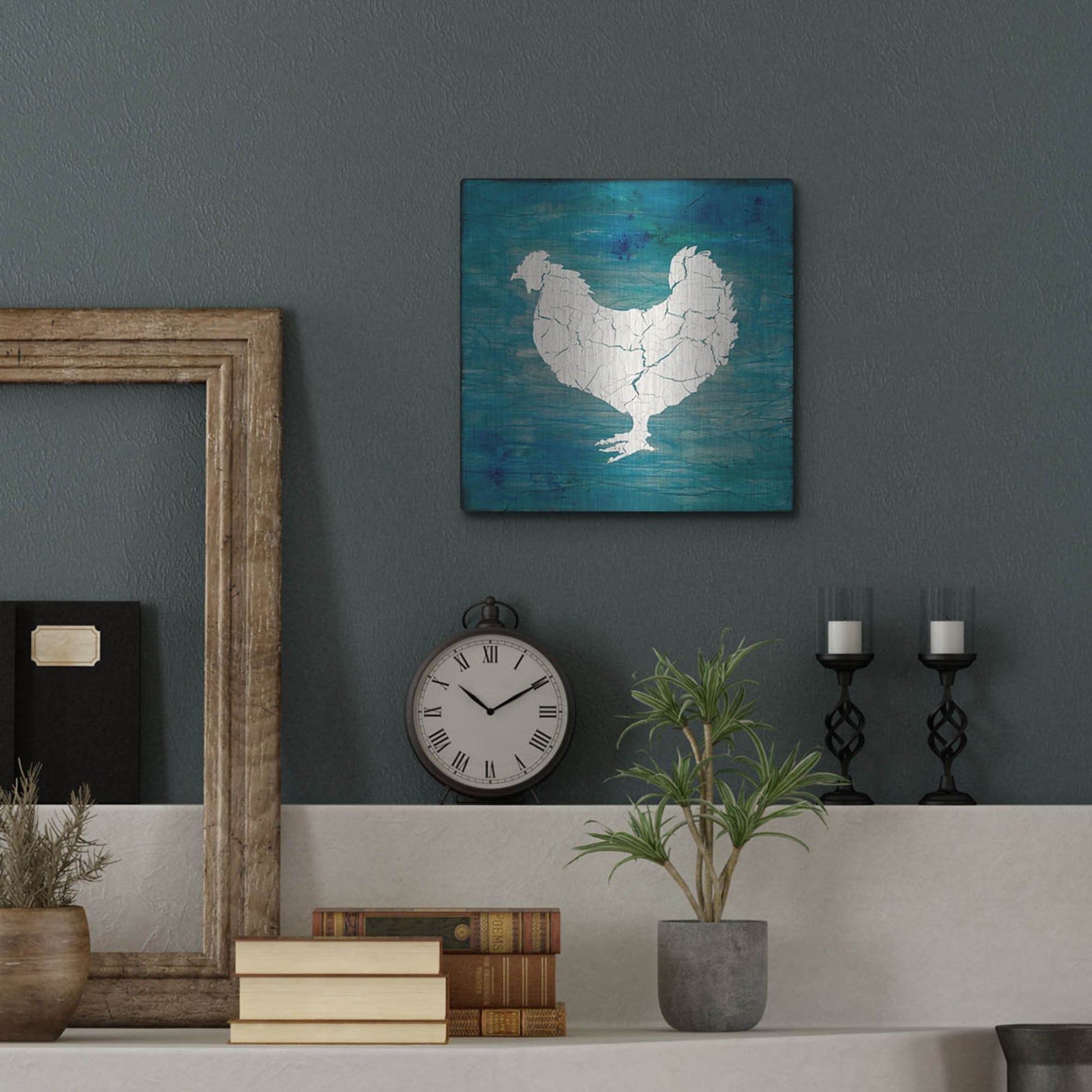 Luxe Metal Art 'Farm Chicken' by Lightbox Journal, Metal Wall Art,12x12