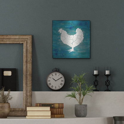 Luxe Metal Art 'Farm Chicken' by Lightbox Journal, Metal Wall Art,12x12