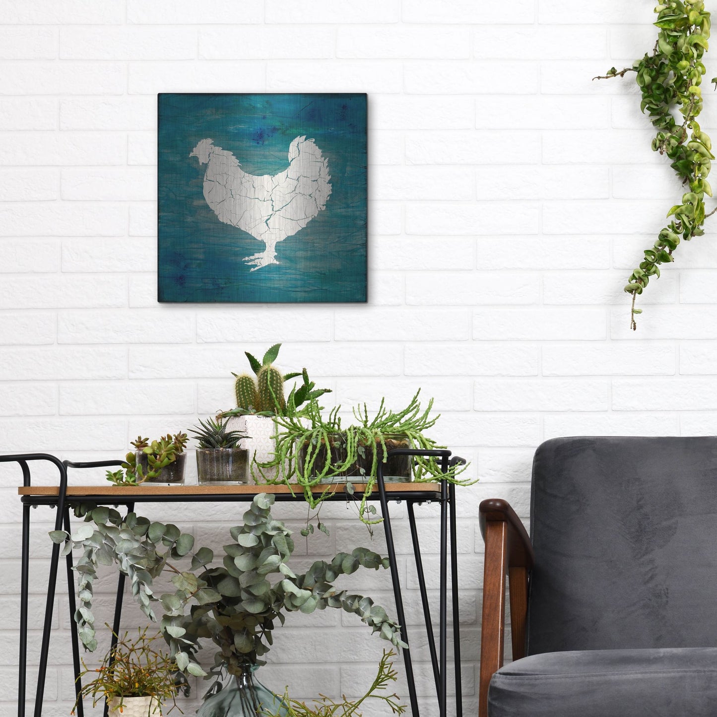 Luxe Metal Art 'Farm Chicken' by Lightbox Journal, Metal Wall Art,12x12