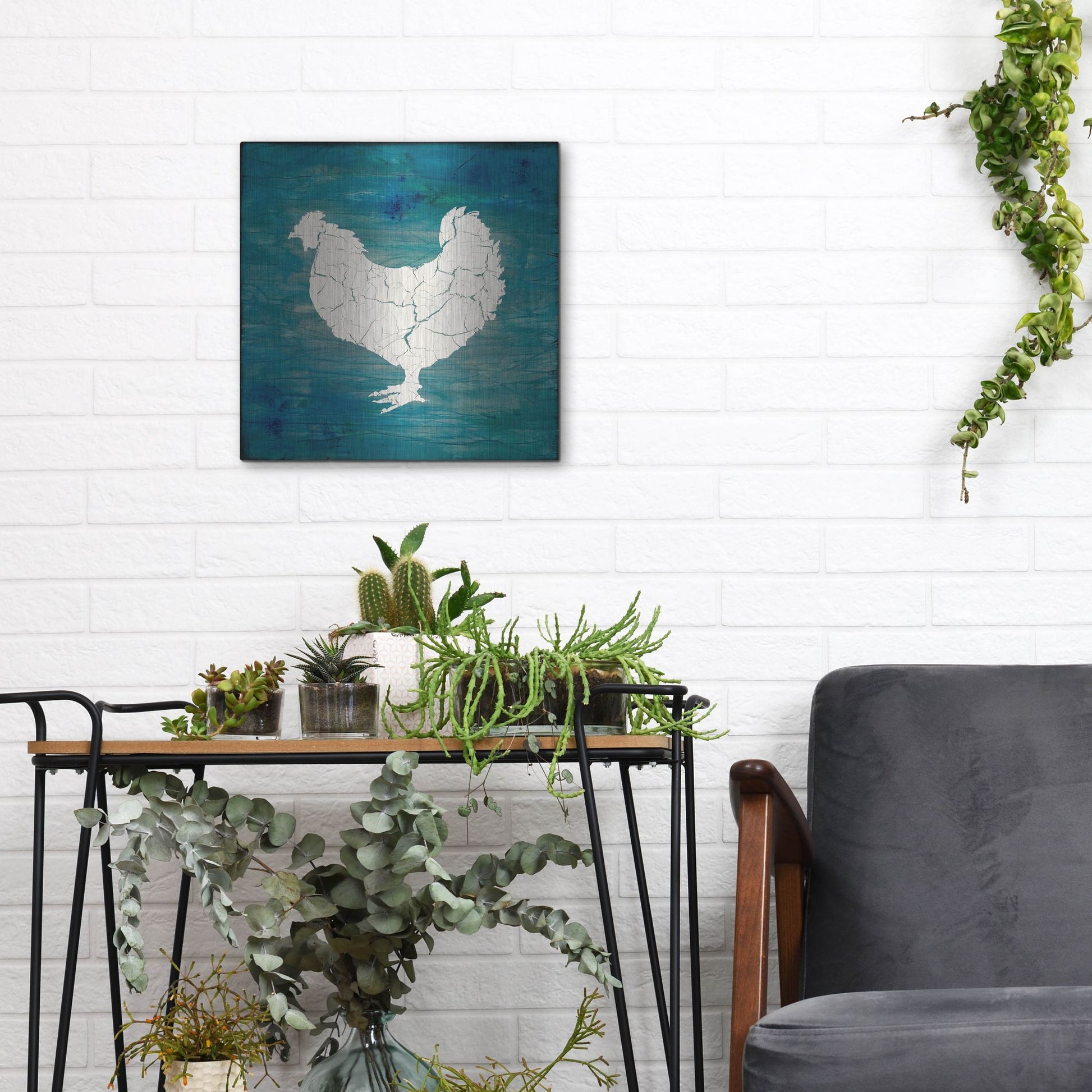 Luxe Metal Art 'Farm Chicken' by Lightbox Journal, Metal Wall Art,12x12