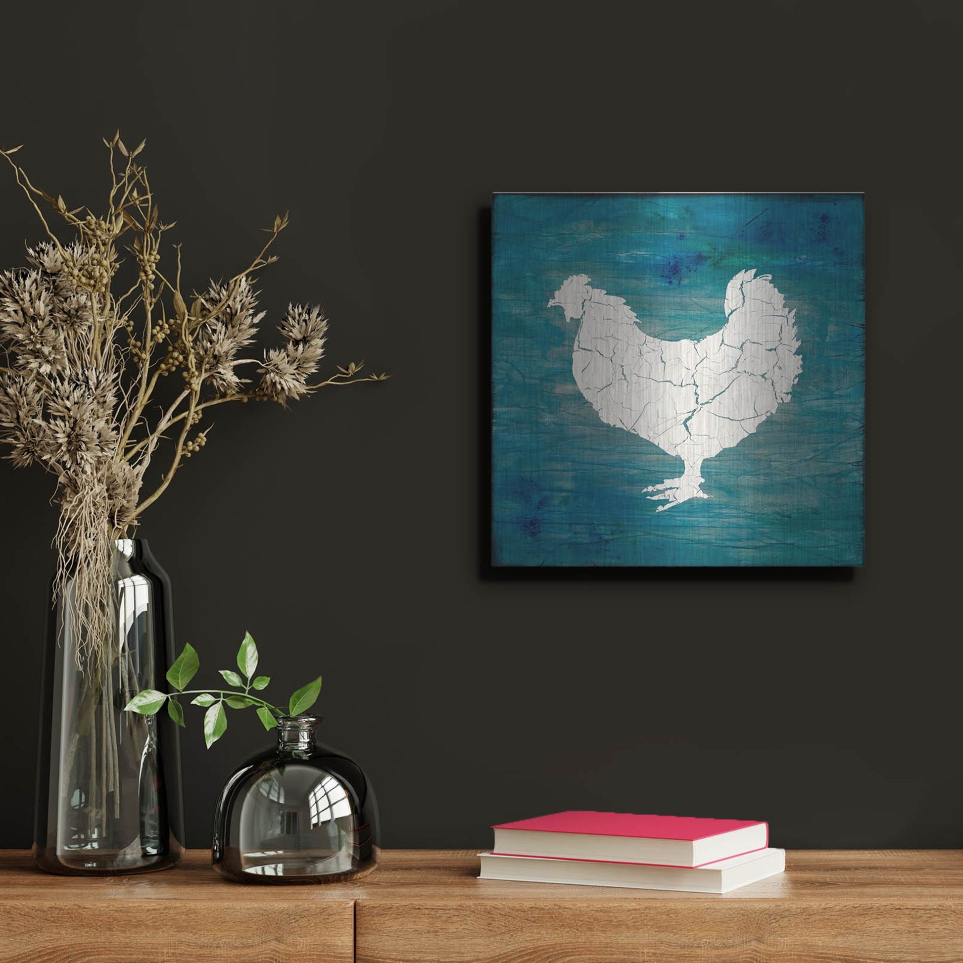 Luxe Metal Art 'Farm Chicken' by Lightbox Journal, Metal Wall Art,12x12