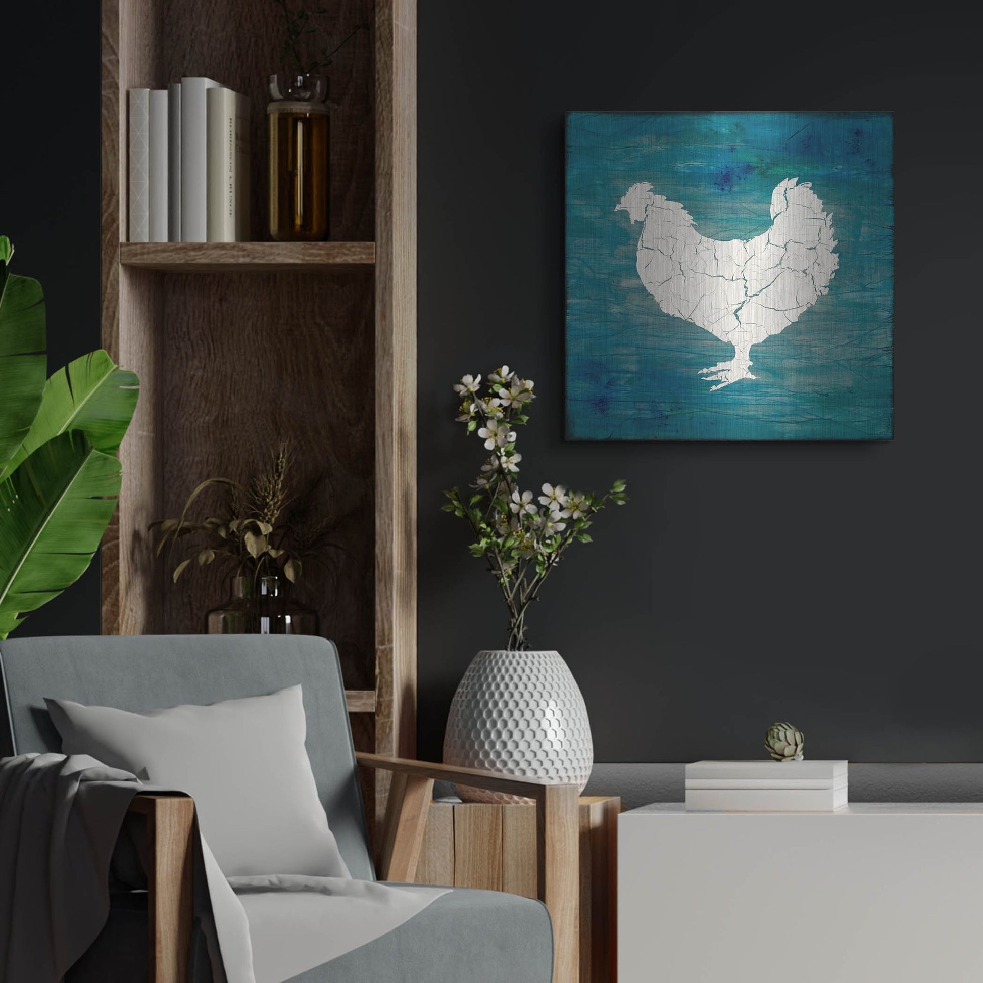 Luxe Metal Art 'Farm Chicken' by Lightbox Journal, Metal Wall Art,24x24