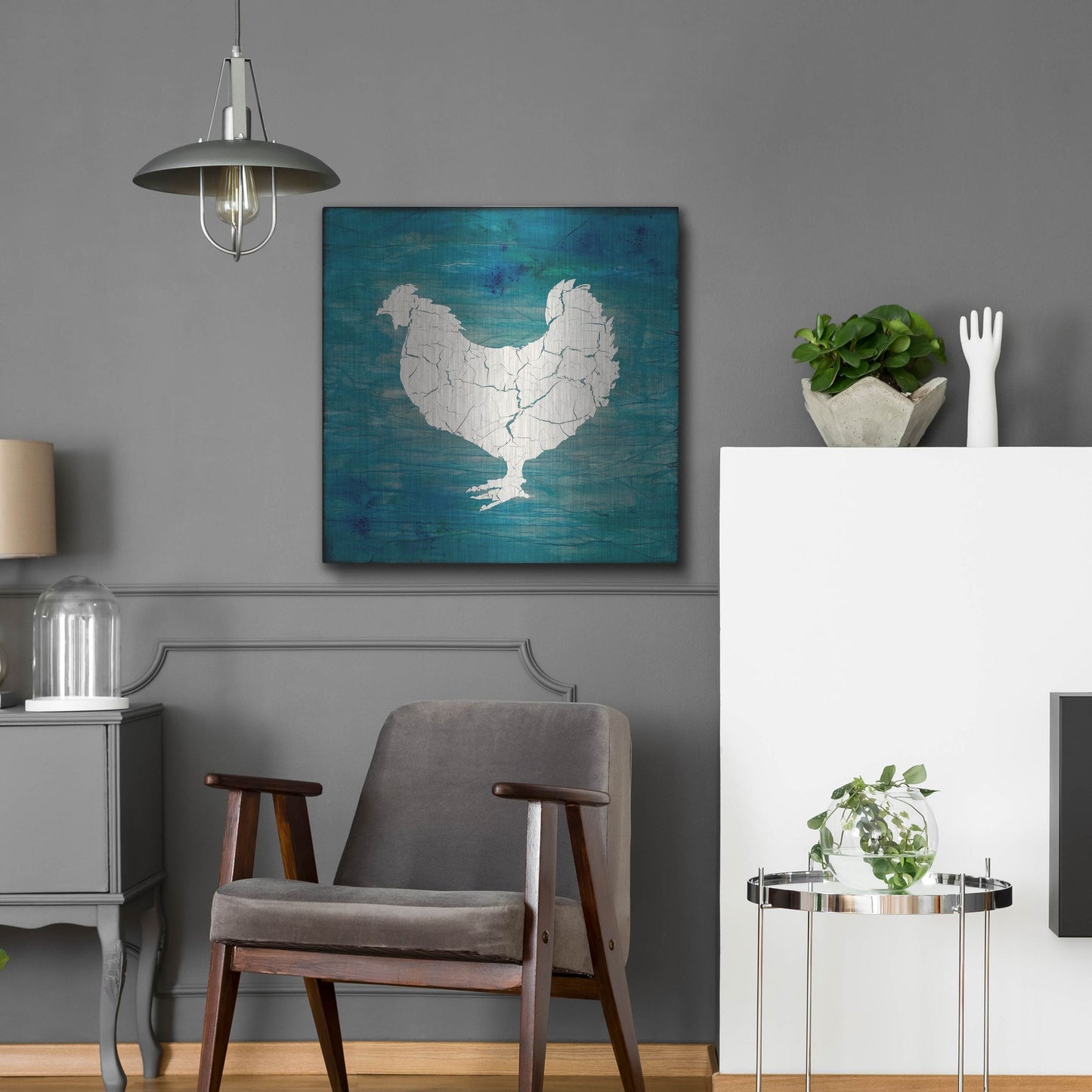 Luxe Metal Art 'Farm Chicken' by Lightbox Journal, Metal Wall Art,24x24