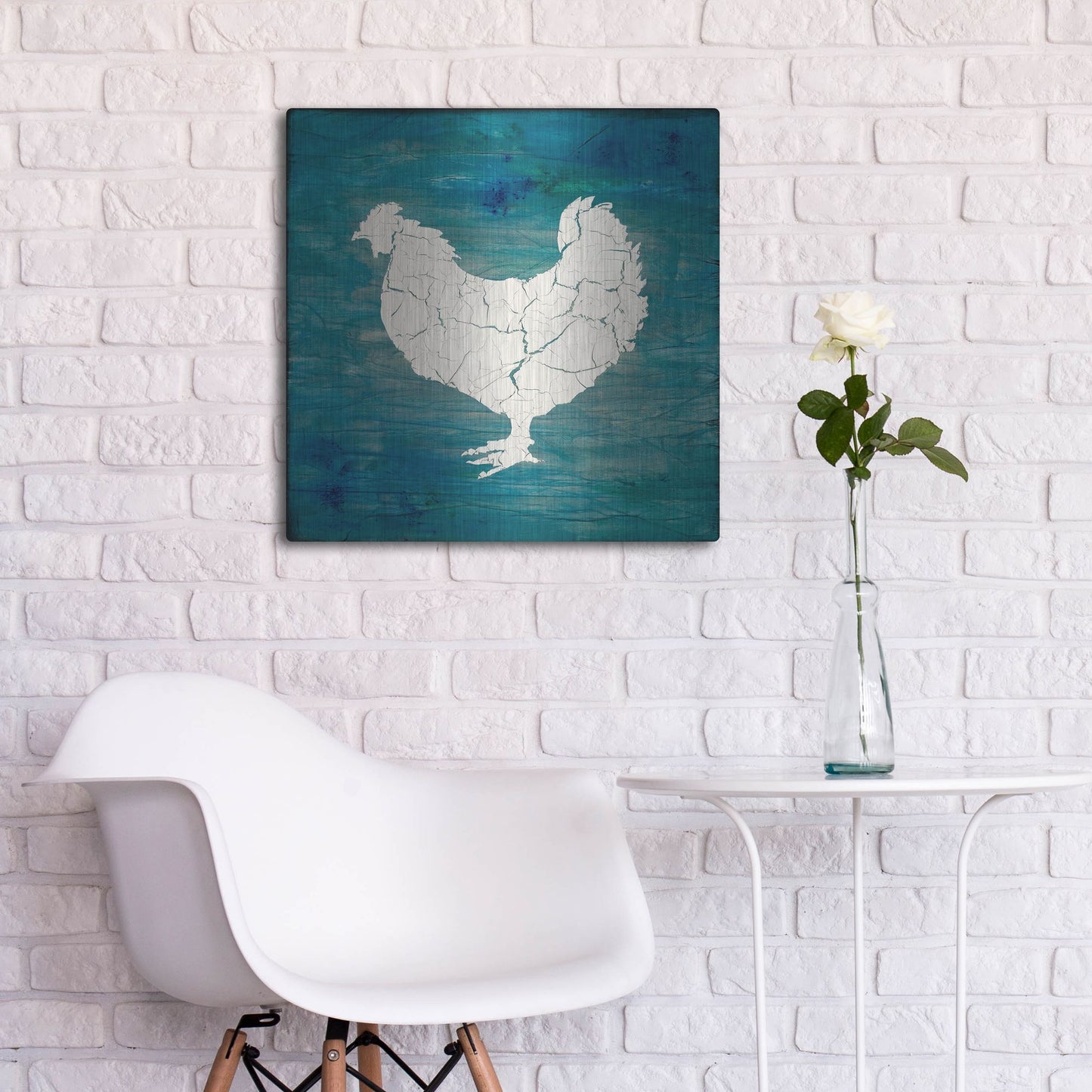 Luxe Metal Art 'Farm Chicken' by Lightbox Journal, Metal Wall Art,24x24