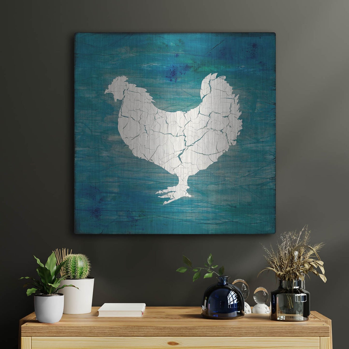 Luxe Metal Art 'Farm Chicken' by Lightbox Journal, Metal Wall Art,24x24
