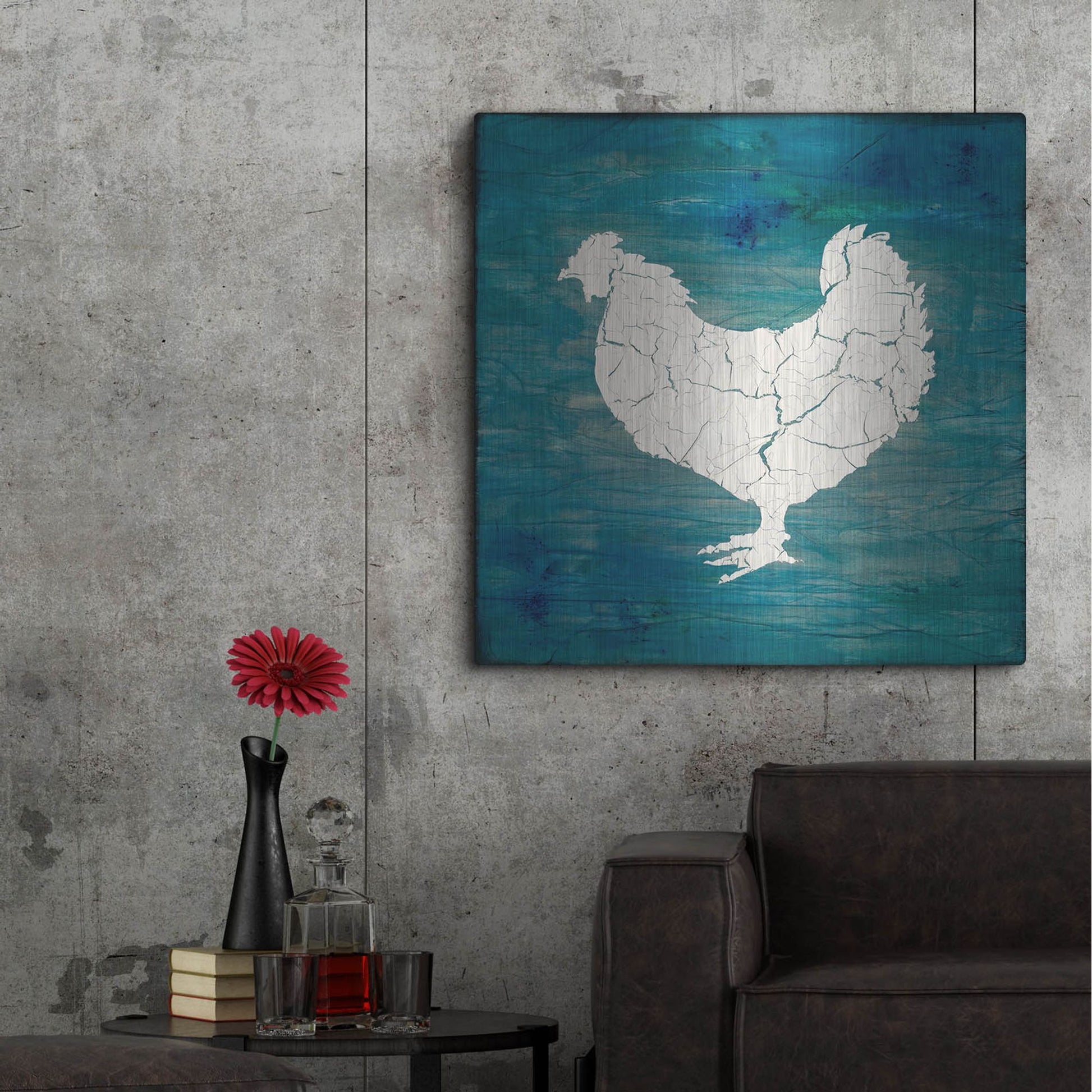 Luxe Metal Art 'Farm Chicken' by Lightbox Journal, Metal Wall Art,36x36