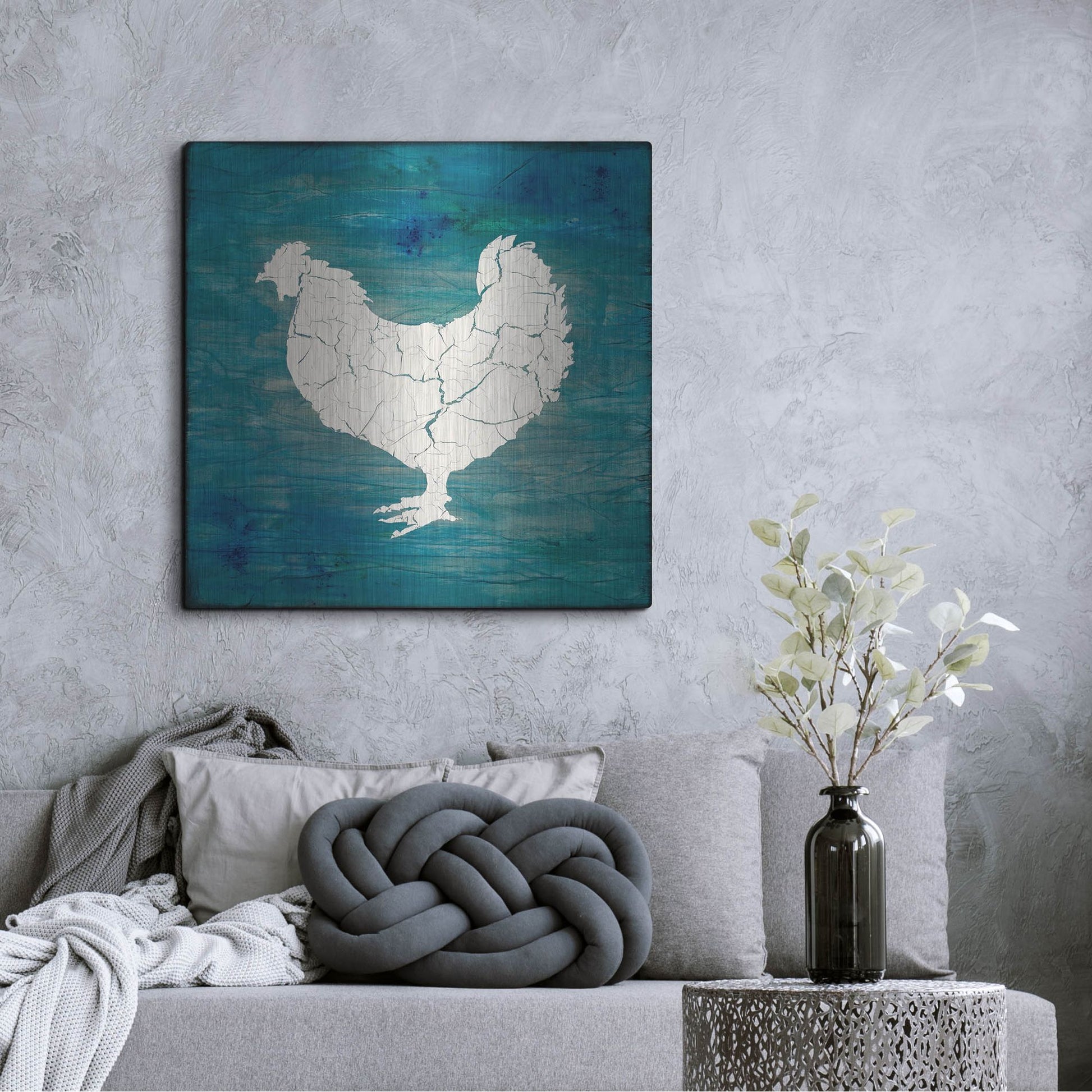Luxe Metal Art 'Farm Chicken' by Lightbox Journal, Metal Wall Art,36x36