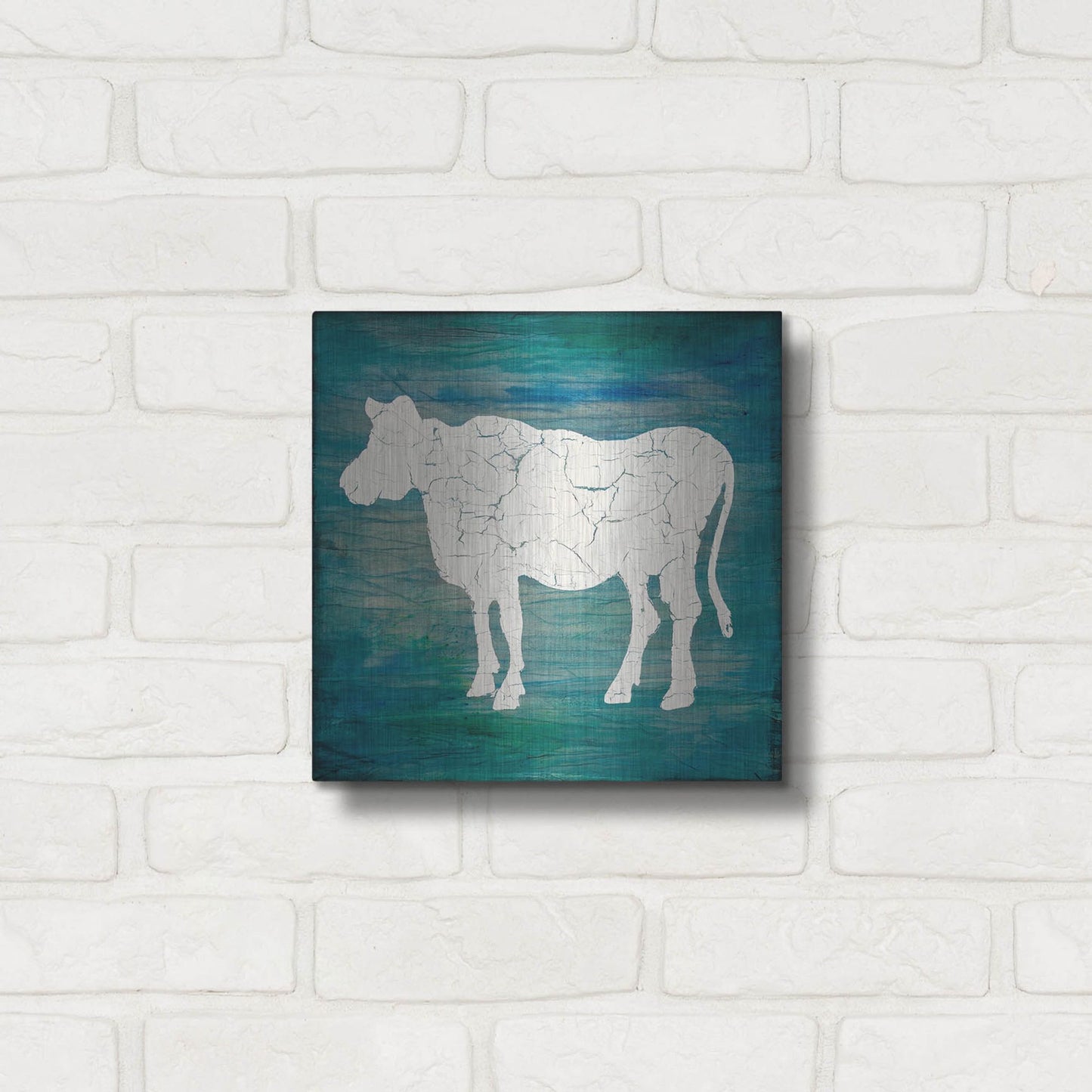 Luxe Metal Art 'Farm Cow' by Lightbox Journal, Metal Wall Art,12x12