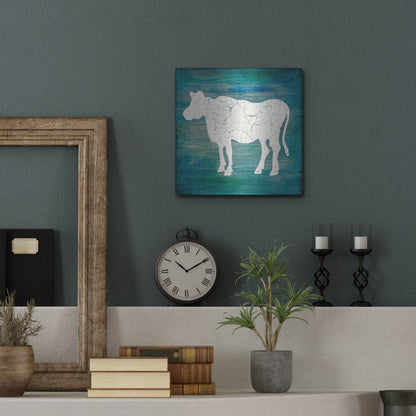 Luxe Metal Art 'Farm Cow' by Lightbox Journal, Metal Wall Art,12x12