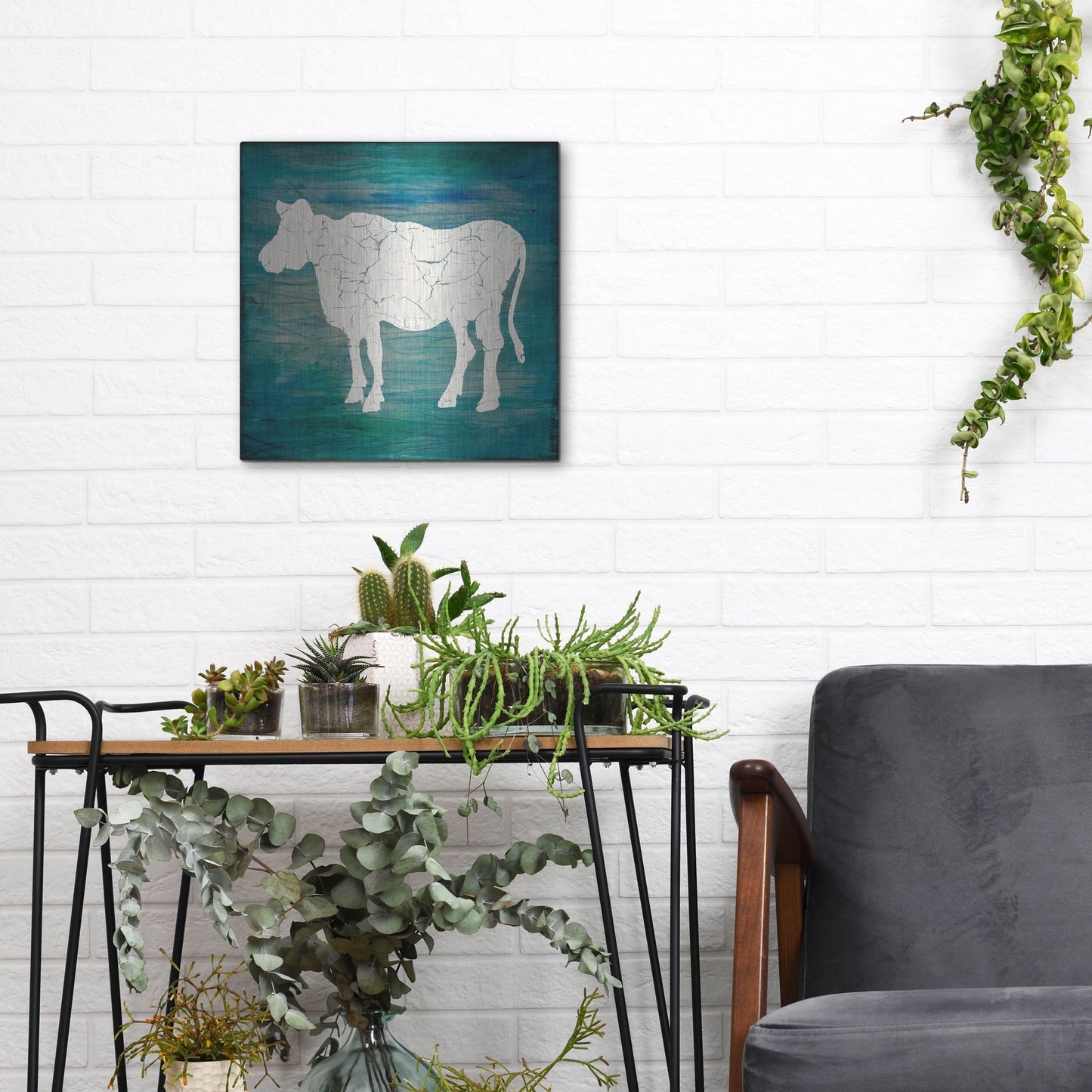 Luxe Metal Art 'Farm Cow' by Lightbox Journal, Metal Wall Art,12x12