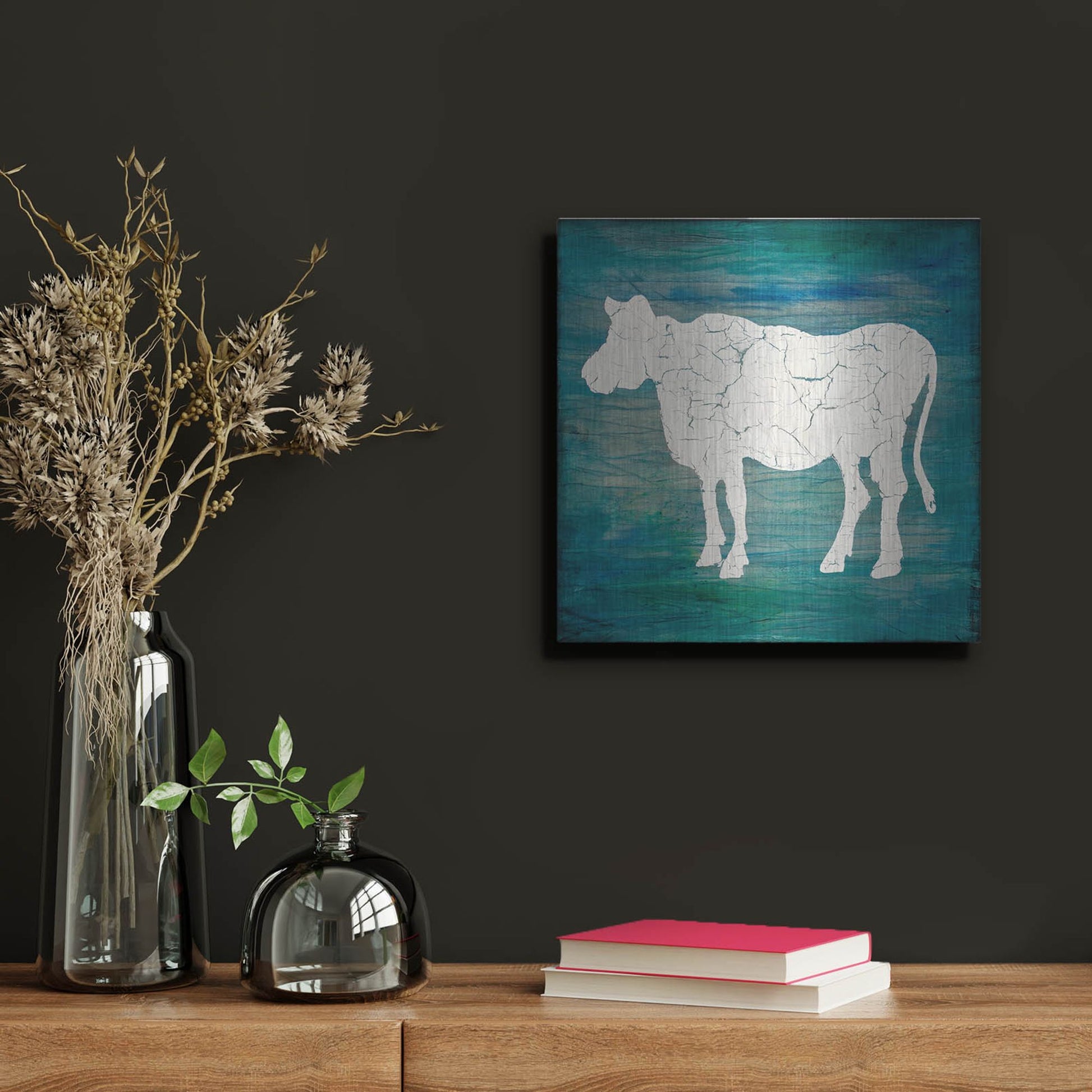 Luxe Metal Art 'Farm Cow' by Lightbox Journal, Metal Wall Art,12x12