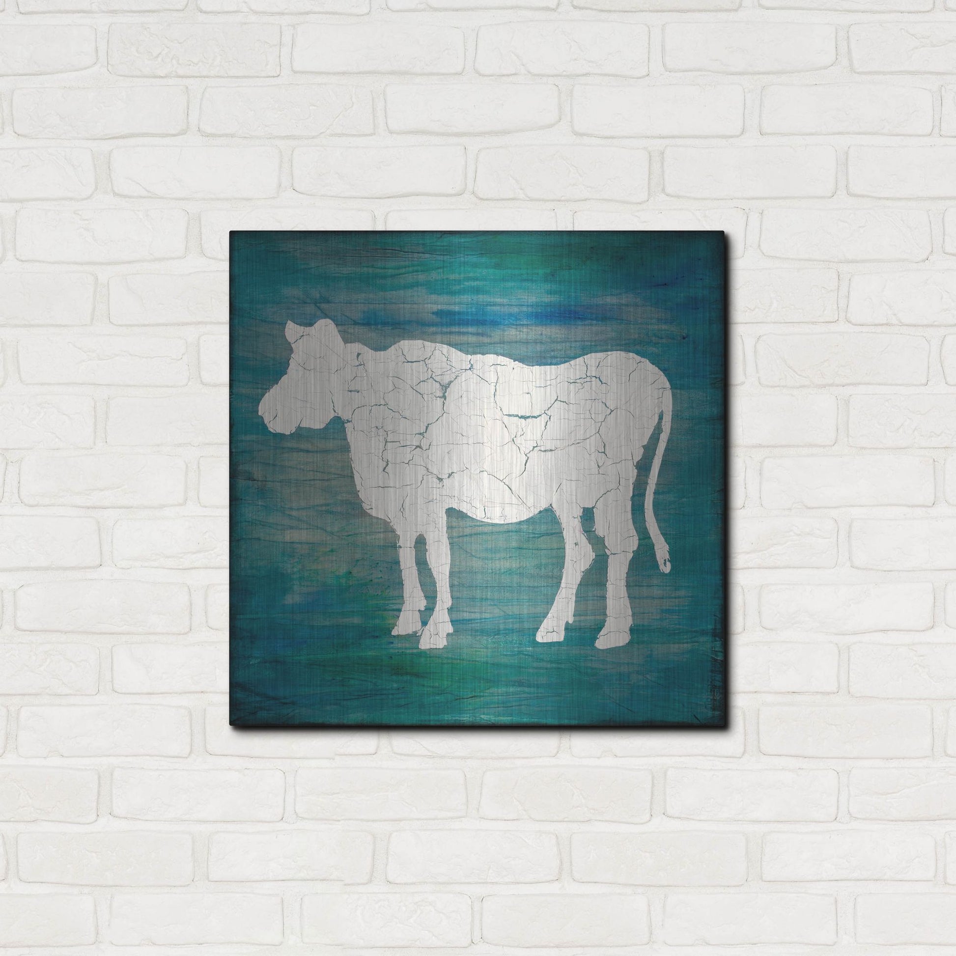 Luxe Metal Art 'Farm Cow' by Lightbox Journal, Metal Wall Art,24x24