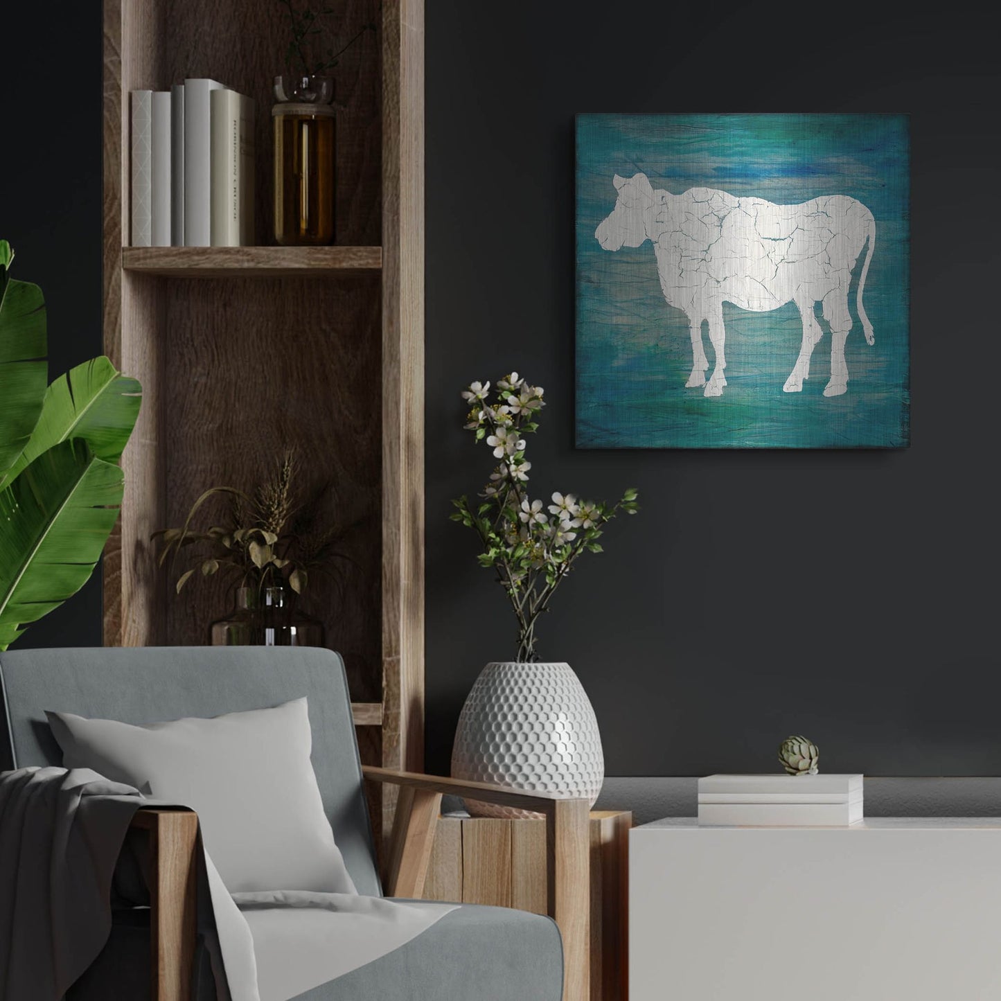 Luxe Metal Art 'Farm Cow' by Lightbox Journal, Metal Wall Art,24x24