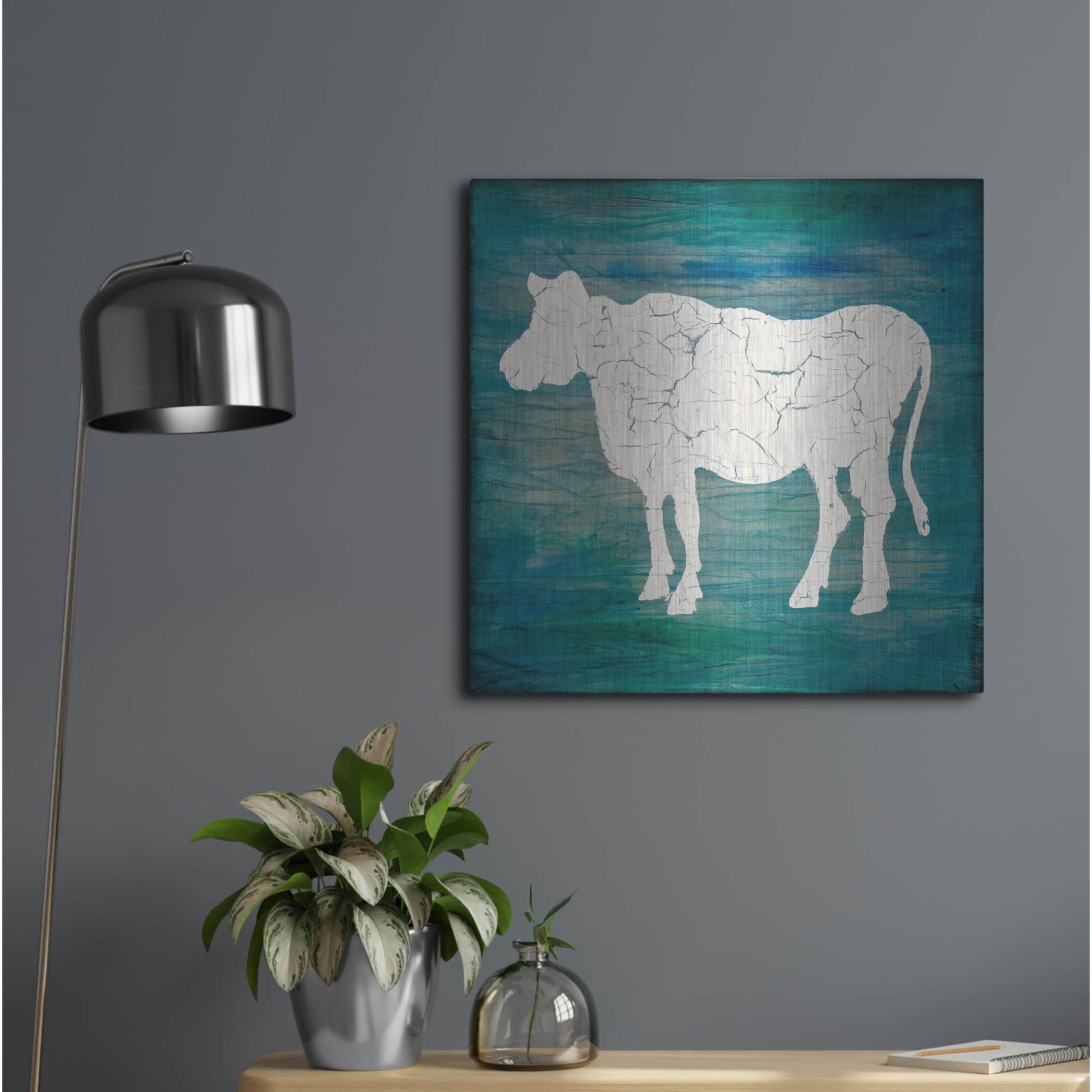 Luxe Metal Art 'Farm Cow' by Lightbox Journal, Metal Wall Art,24x24