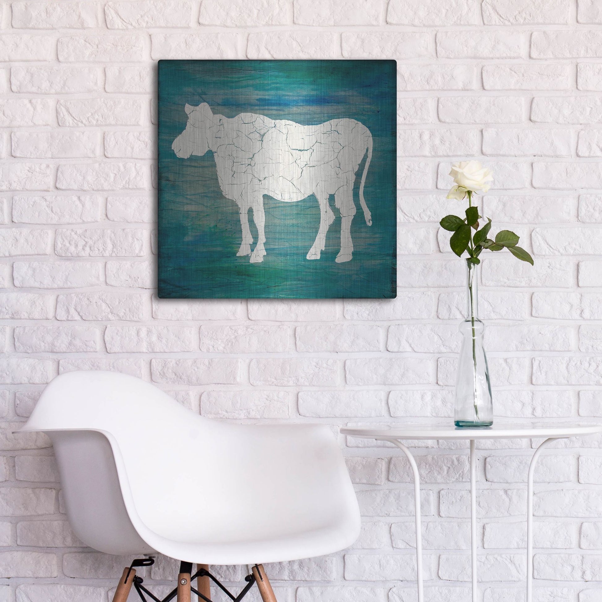 Luxe Metal Art 'Farm Cow' by Lightbox Journal, Metal Wall Art,24x24