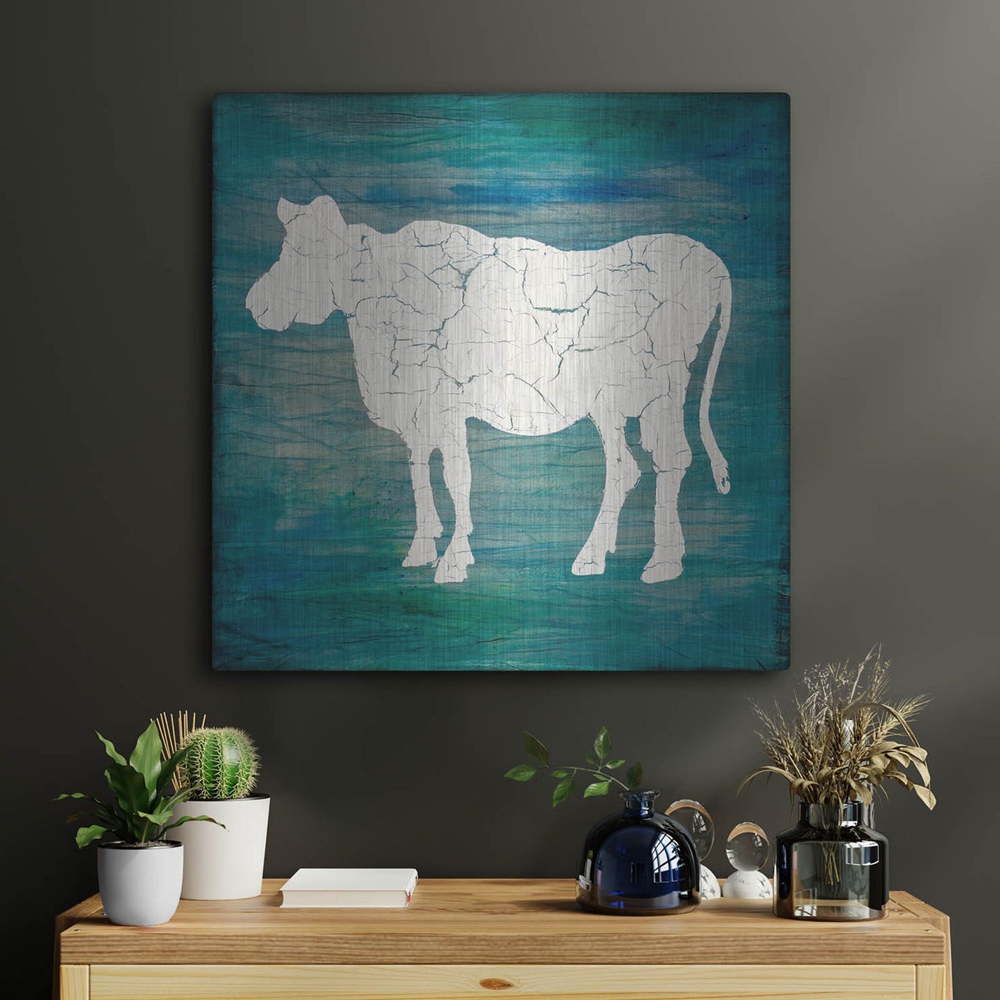 Luxe Metal Art 'Farm Cow' by Lightbox Journal, Metal Wall Art,24x24