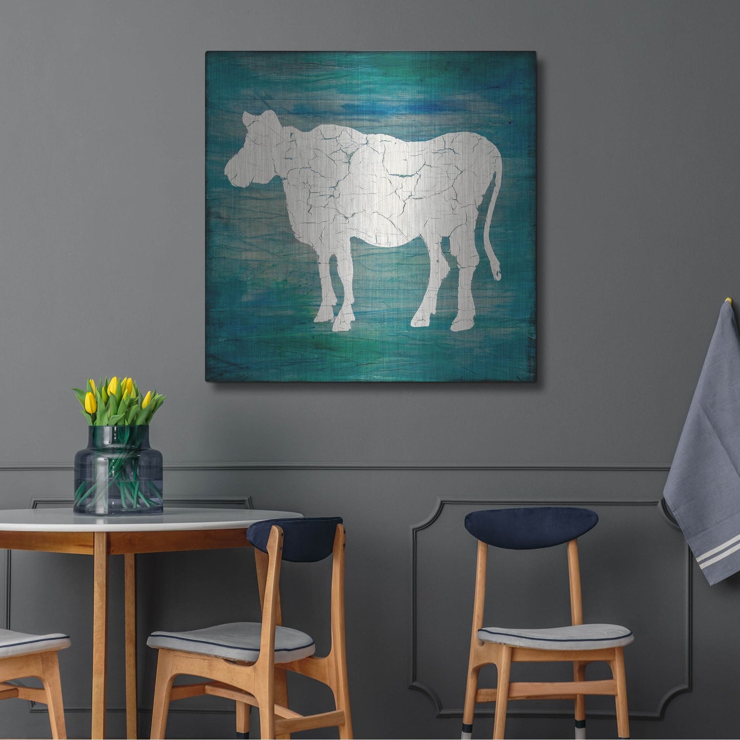 Luxe Metal Art 'Farm Cow' by Lightbox Journal, Metal Wall Art,36x36