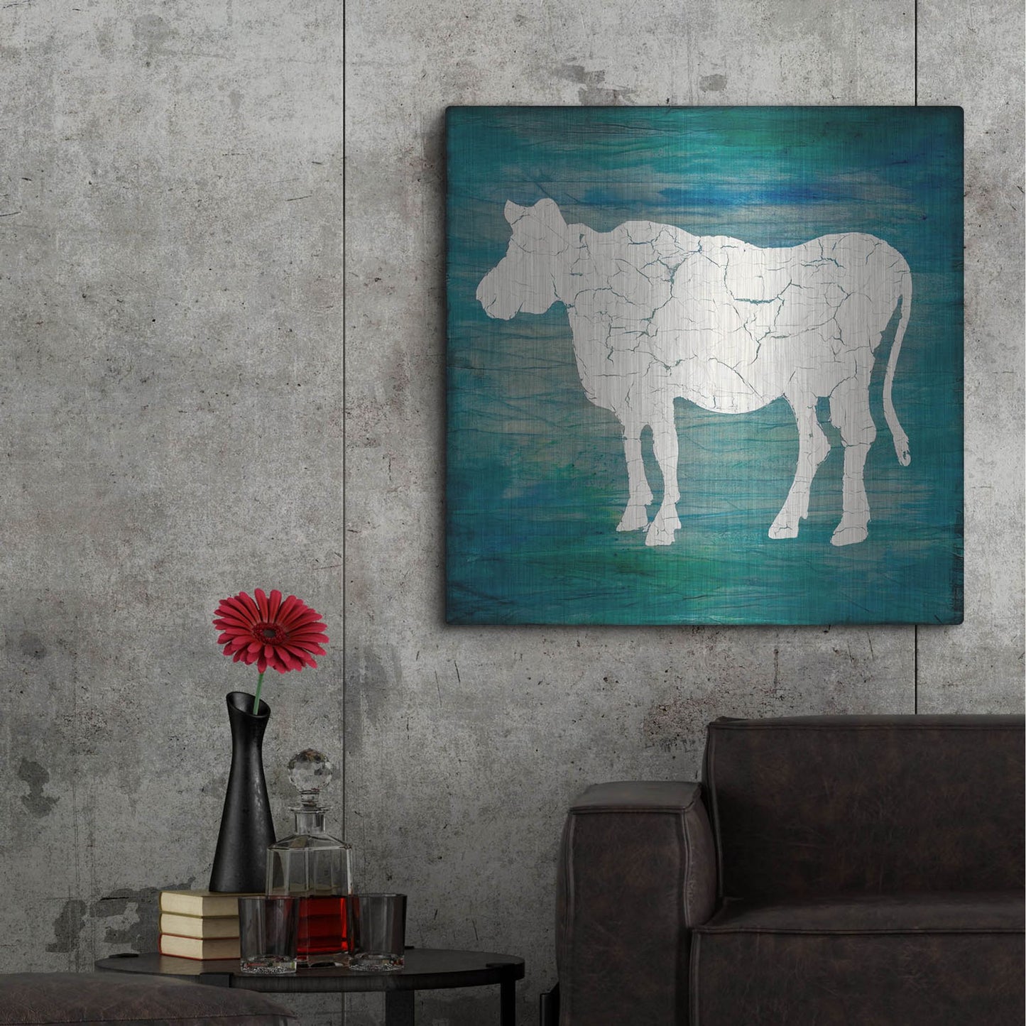 Luxe Metal Art 'Farm Cow' by Lightbox Journal, Metal Wall Art,36x36