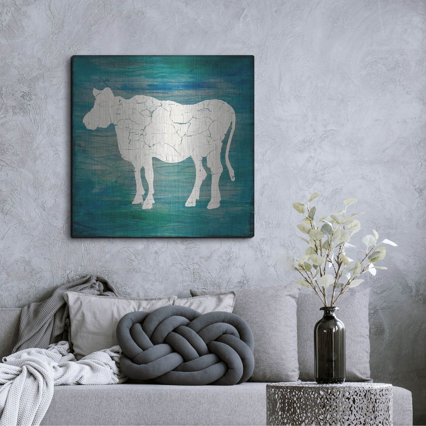 Luxe Metal Art 'Farm Cow' by Lightbox Journal, Metal Wall Art,36x36