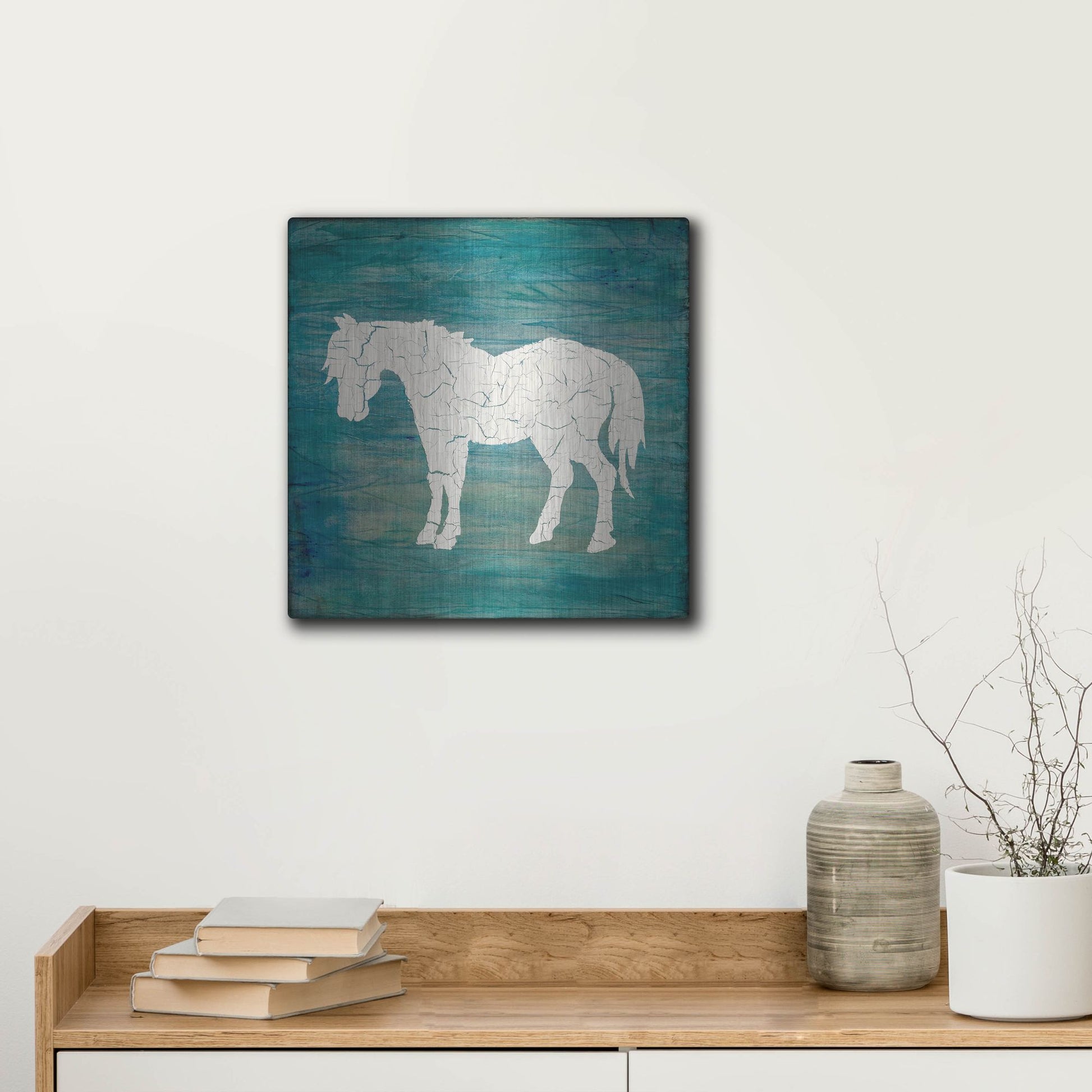 Luxe Metal Art 'Farm Horse' by Lightbox Journal, Metal Wall Art,12x12