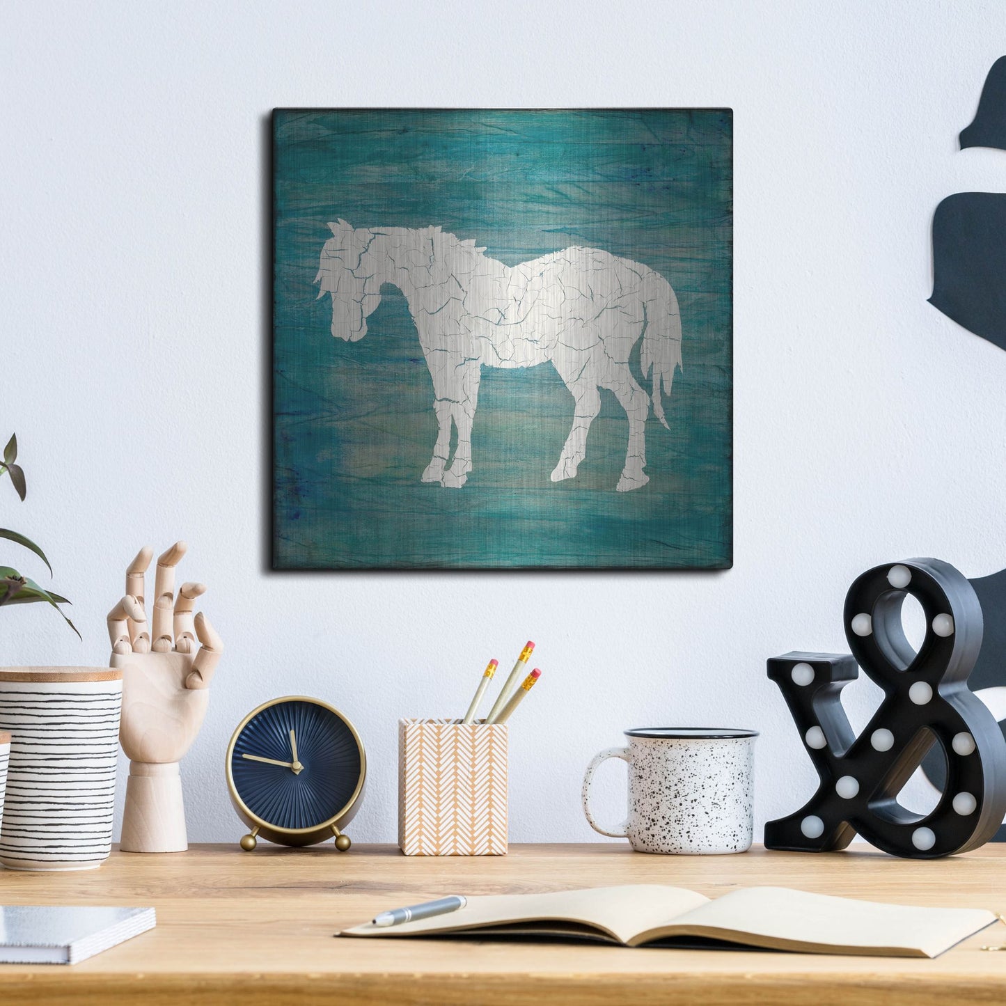 Luxe Metal Art 'Farm Horse' by Lightbox Journal, Metal Wall Art,12x12