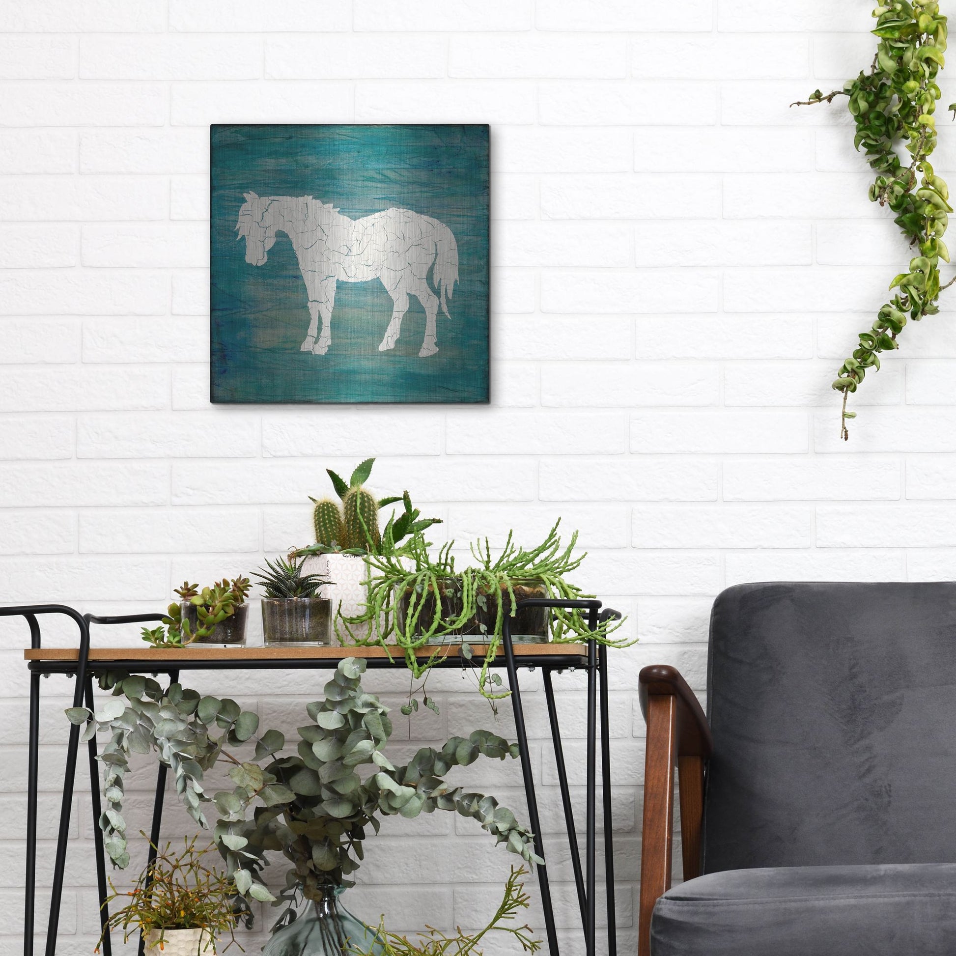 Luxe Metal Art 'Farm Horse' by Lightbox Journal, Metal Wall Art,12x12