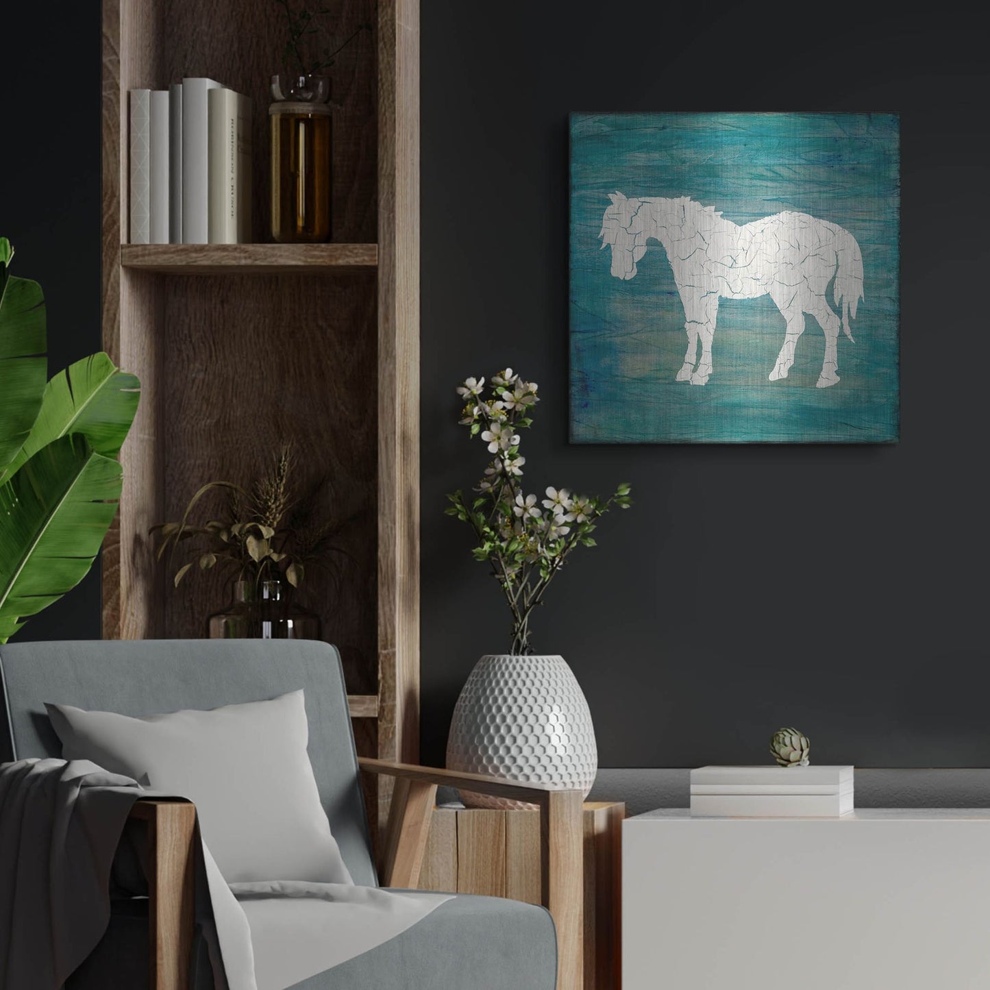 Luxe Metal Art 'Farm Horse' by Lightbox Journal, Metal Wall Art,24x24