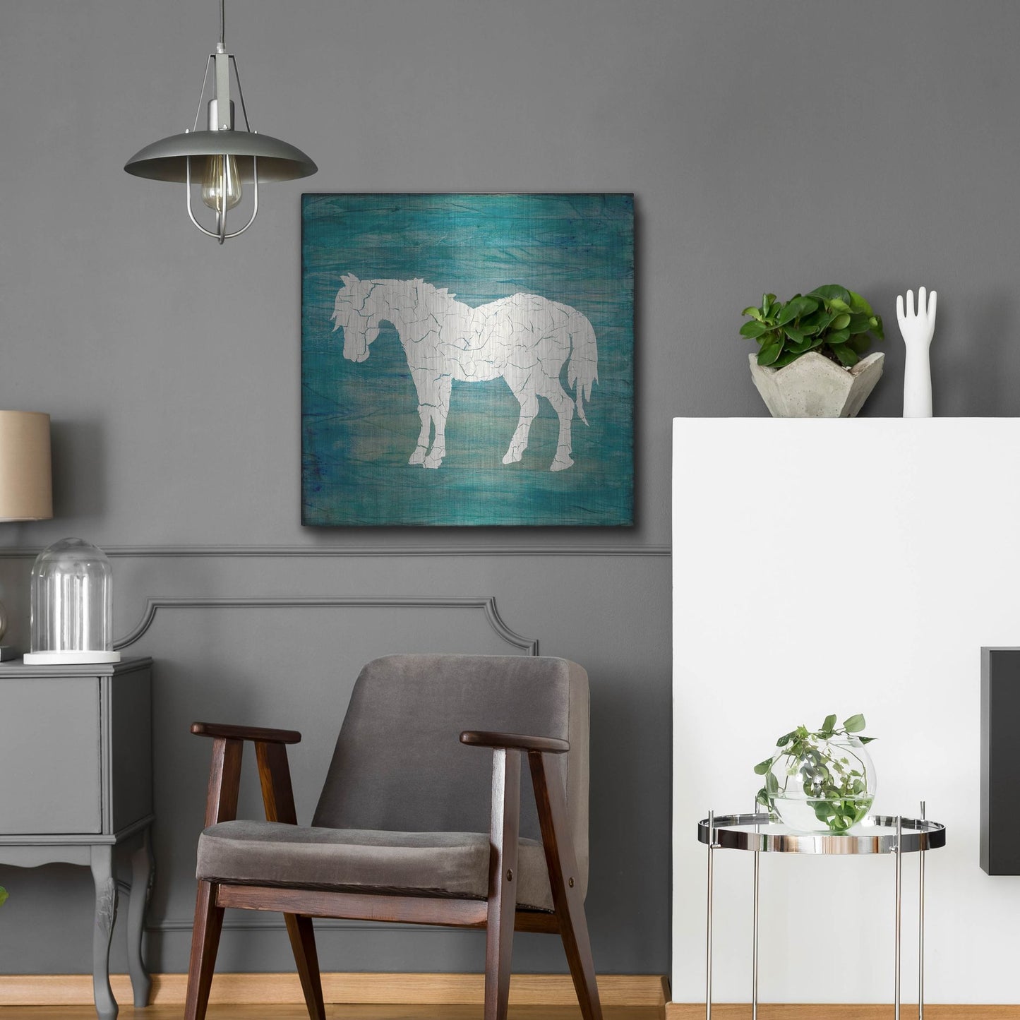 Luxe Metal Art 'Farm Horse' by Lightbox Journal, Metal Wall Art,24x24