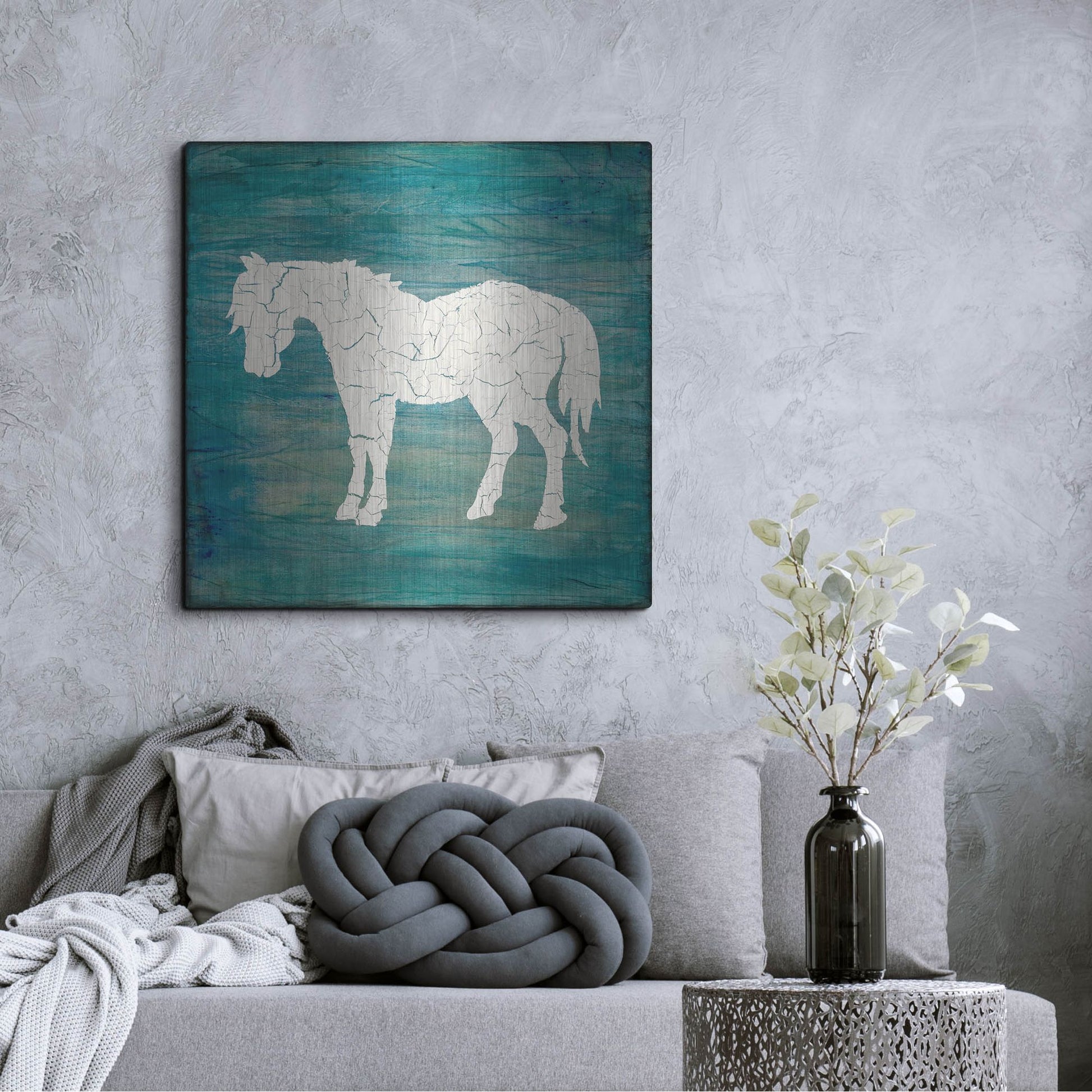 Luxe Metal Art 'Farm Horse' by Lightbox Journal, Metal Wall Art,36x36