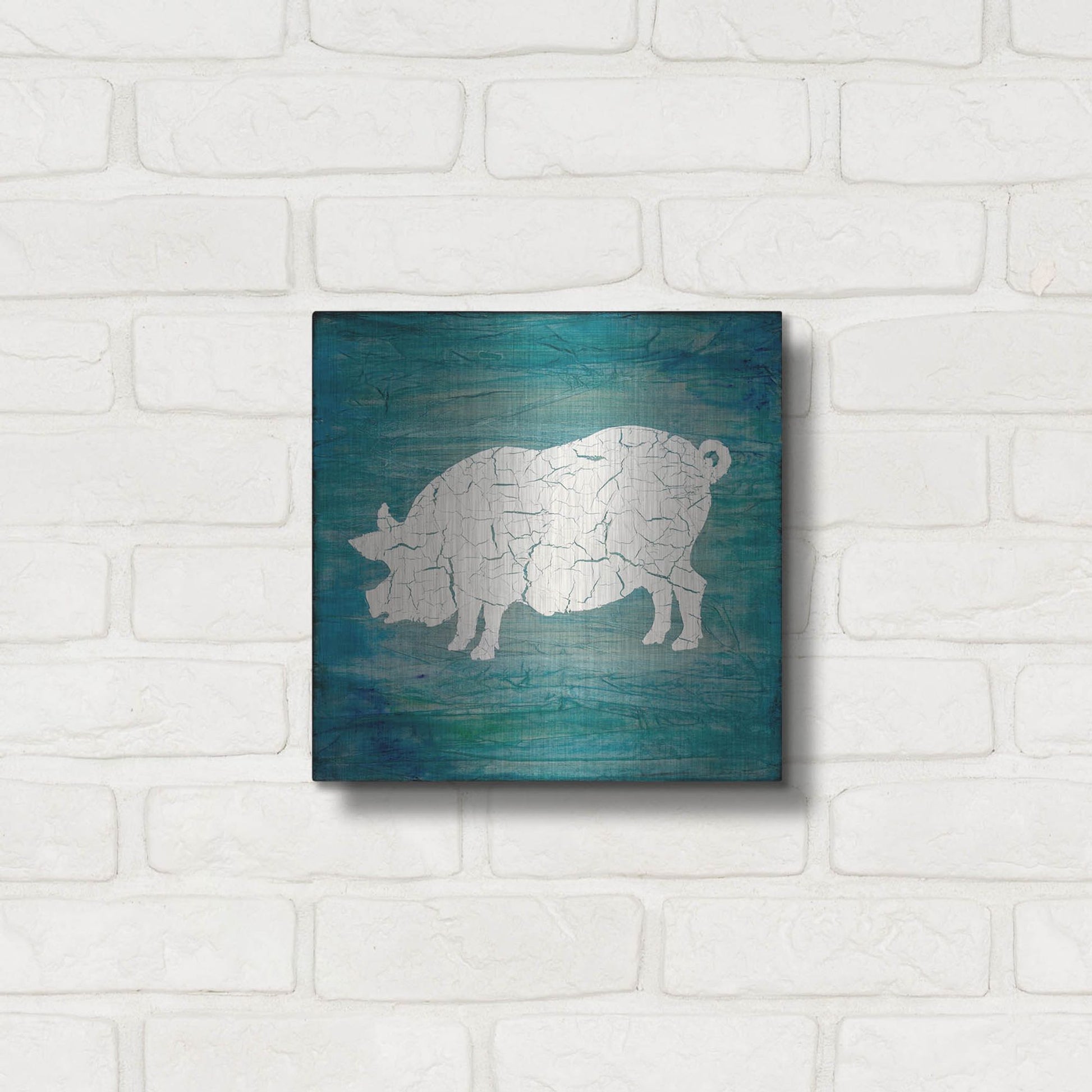 Luxe Metal Art 'Farm Pig' by Lightbox Journal, Metal Wall Art,12x12