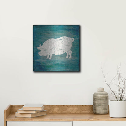 Luxe Metal Art 'Farm Pig' by Lightbox Journal, Metal Wall Art,12x12