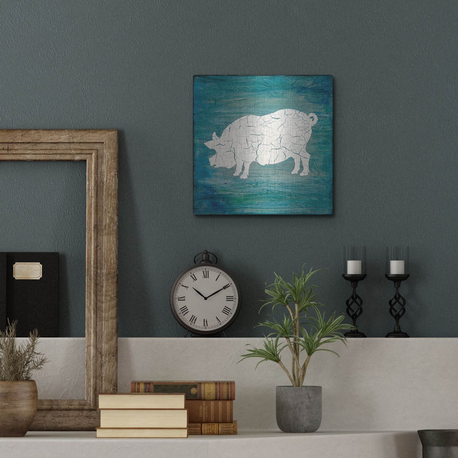 Luxe Metal Art 'Farm Pig' by Lightbox Journal, Metal Wall Art,12x12