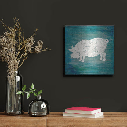 Luxe Metal Art 'Farm Pig' by Lightbox Journal, Metal Wall Art,12x12