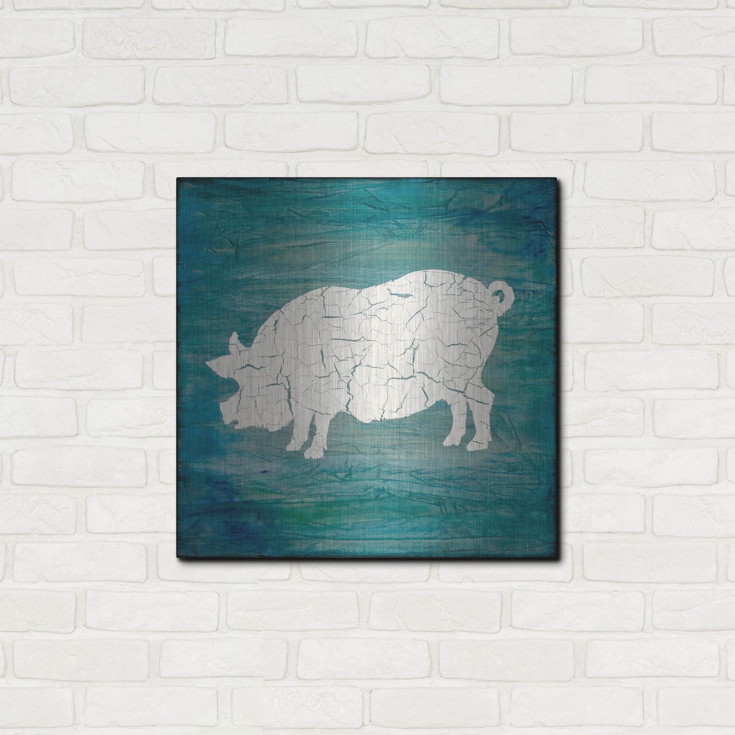 Luxe Metal Art 'Farm Pig' by Lightbox Journal, Metal Wall Art,24x24