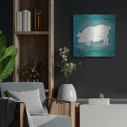 Luxe Metal Art 'Farm Pig' by Lightbox Journal, Metal Wall Art,24x24